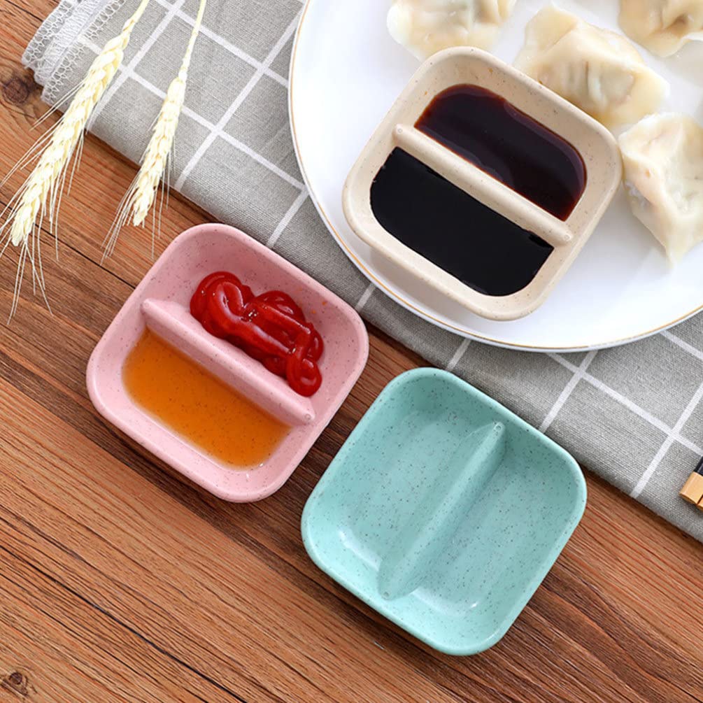 Hemoton 20pcs Divided Sauce Dishes - Wheat Straw Appetizer Bowls for Snacks & Dips
