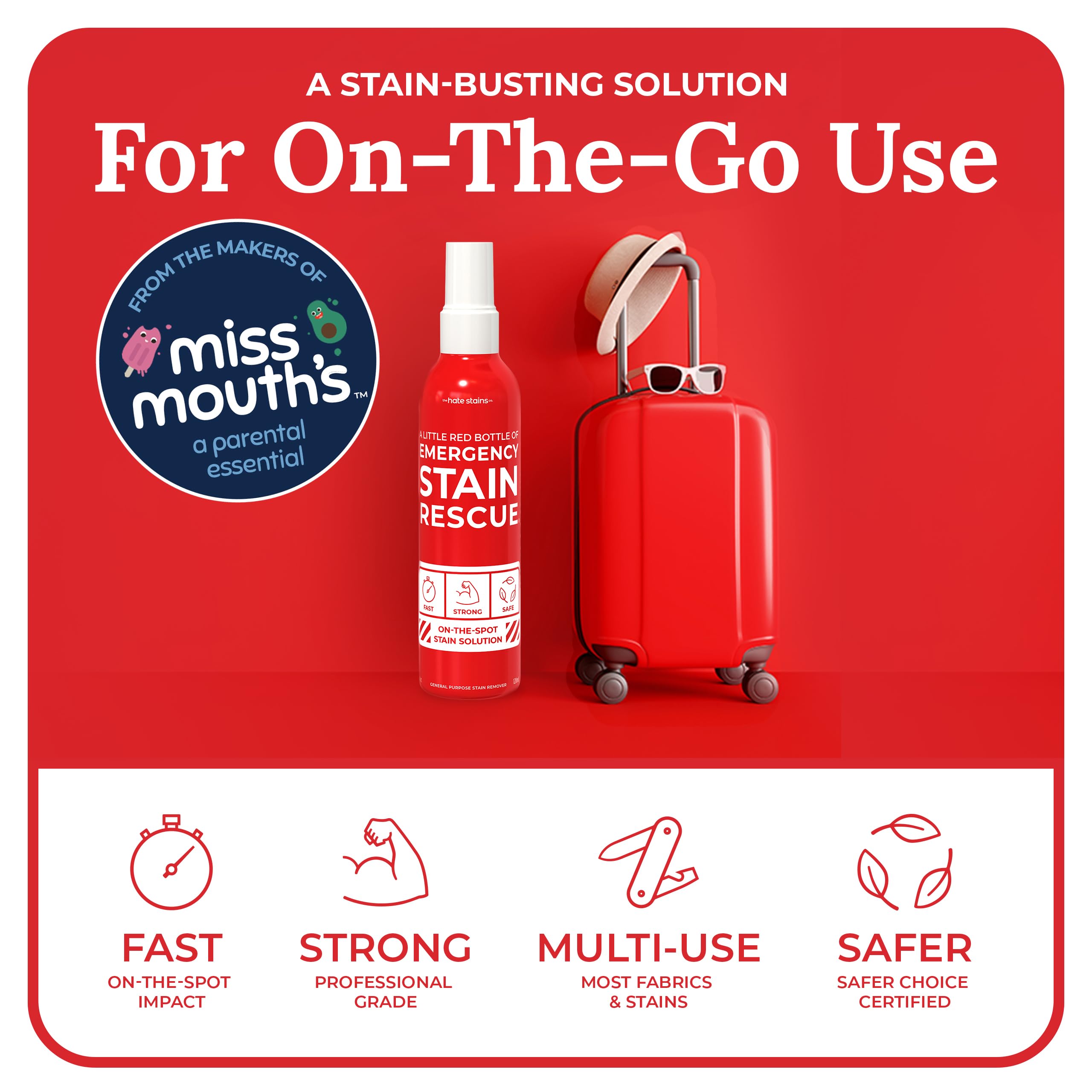 Emergency Stain Remover Spray – 4oz Laundry Stain Treatment for Clothes, Upholstery & Carpets | Fast-Acting Formula for Blood, Grass, Coffee, Mud, Grease & Oil Stains (3-Pack) | Perfect for Home, Travel & Outdoor Stain Emergencies