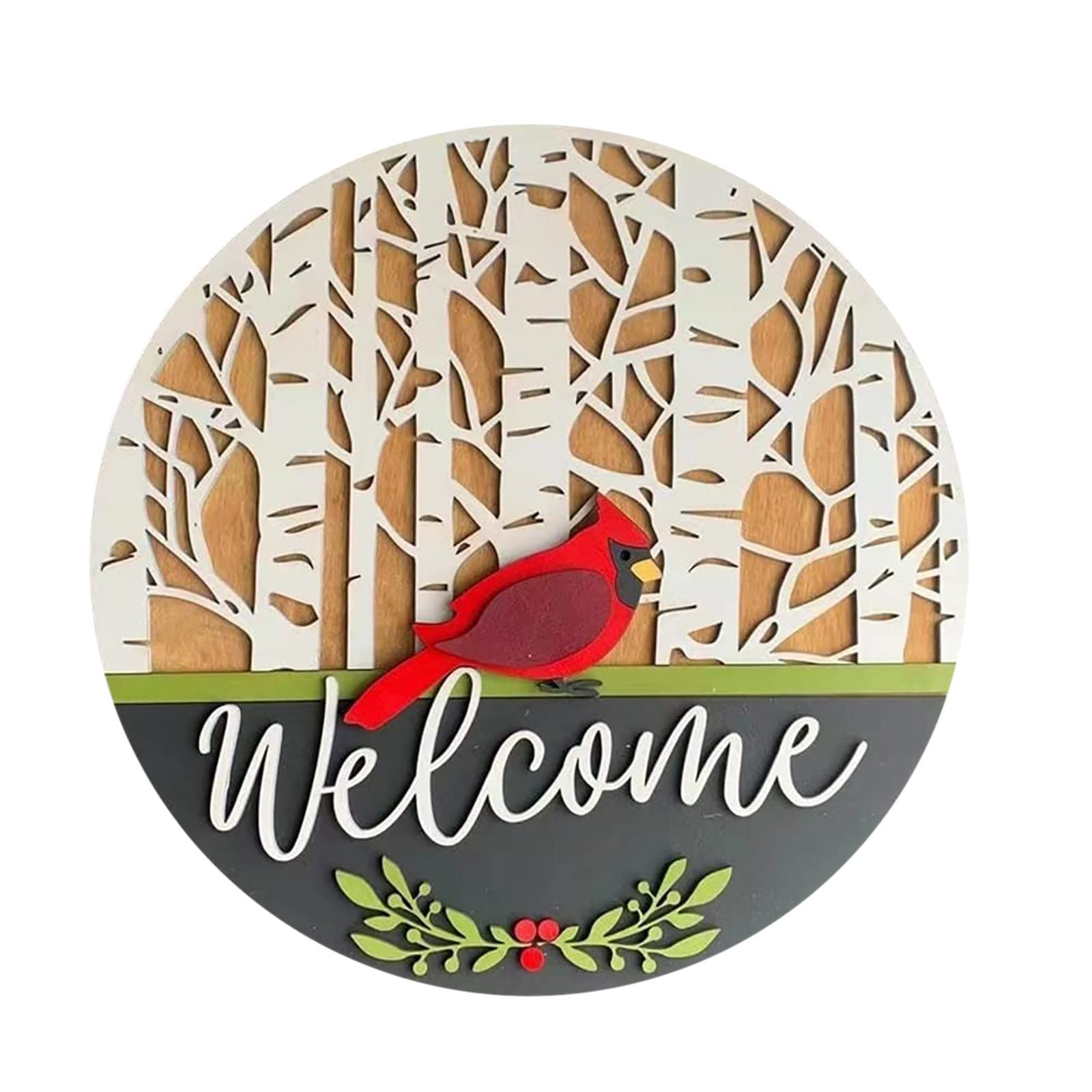 Rustic Farmhouse Cardinal Wreath Coffee Table Decor - Front Door Welcome Sign for Home & Office - Perfect for Christmas, Fall, and Seasonal Decorations