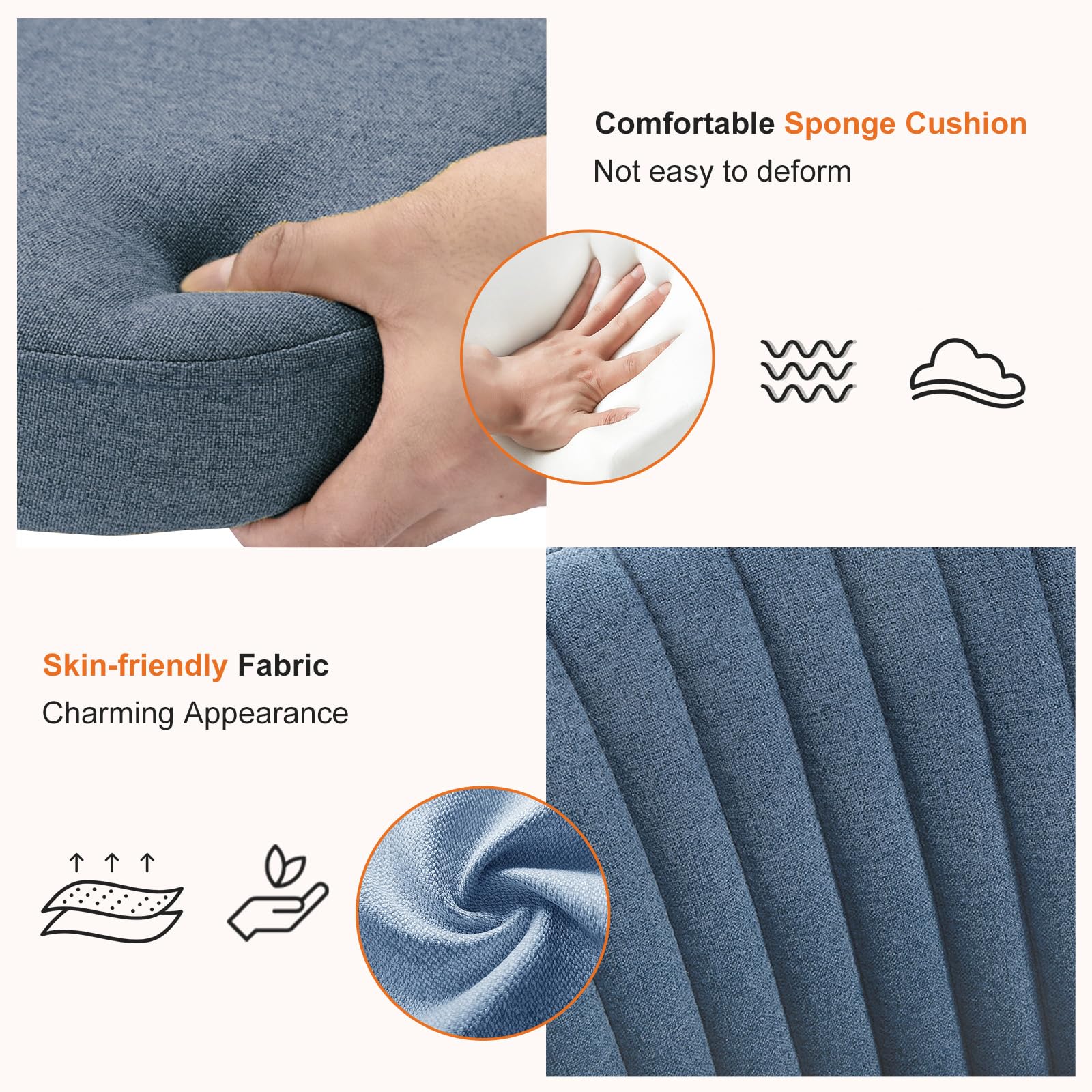Sweetcrispy Armless Office Chair - Modern Fabric Ergonomic Desk Chair with Wheels, Adjustable Height Swivel Task Chair for Home Office, Computer Work & Small Spaces | Perfect for Compact Workspaces, Gaming & Vanity Areas