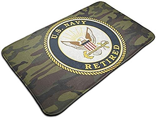 US Navy Retired Emblem Non-Slip Door Mat - 19.5