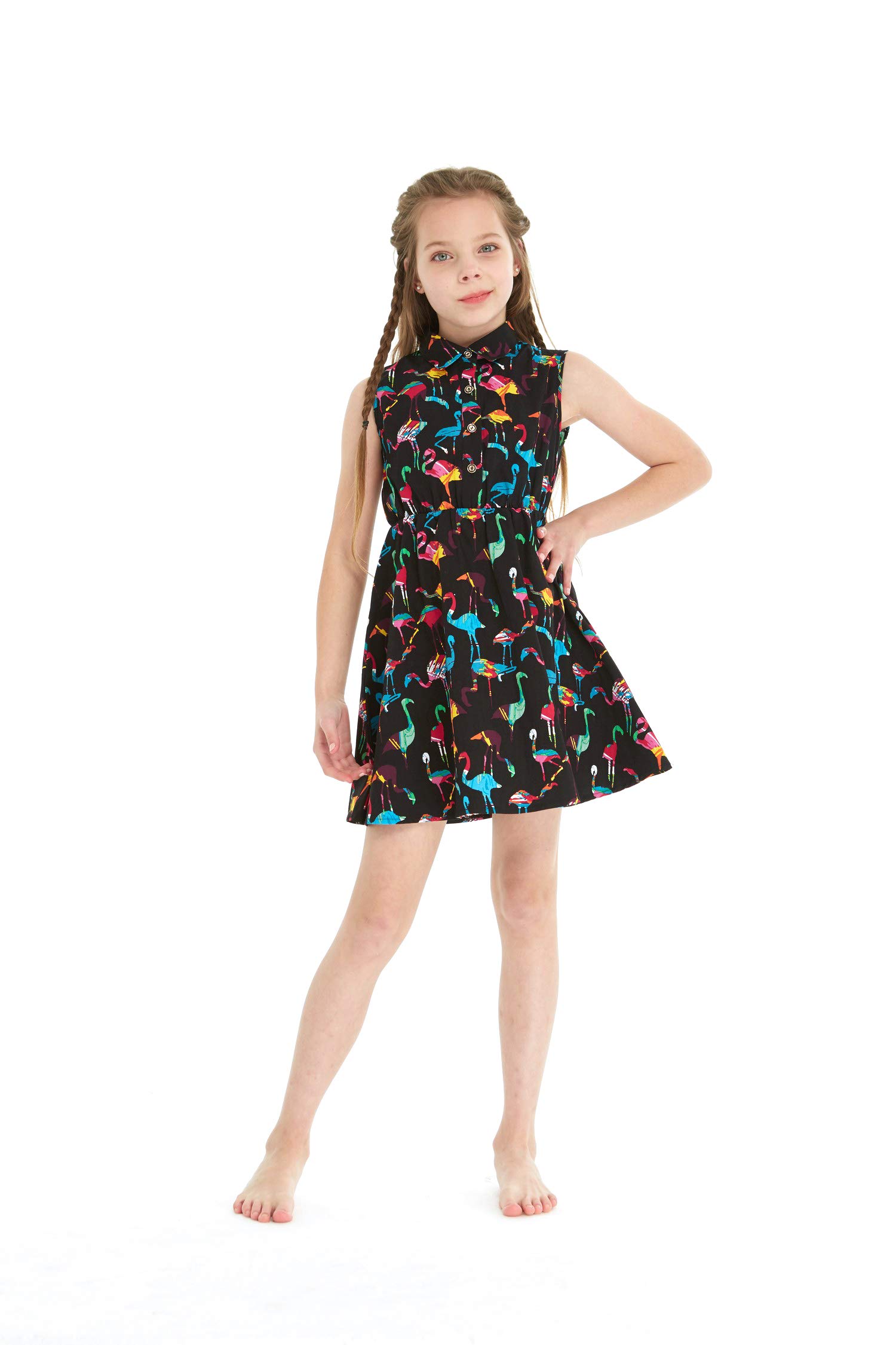 Stylish Matching Hawaiian Luau Mother Daughter Flamingo Print Shift Dress - Perfect for Beach Parties, Family Vacations & Summer Outfits