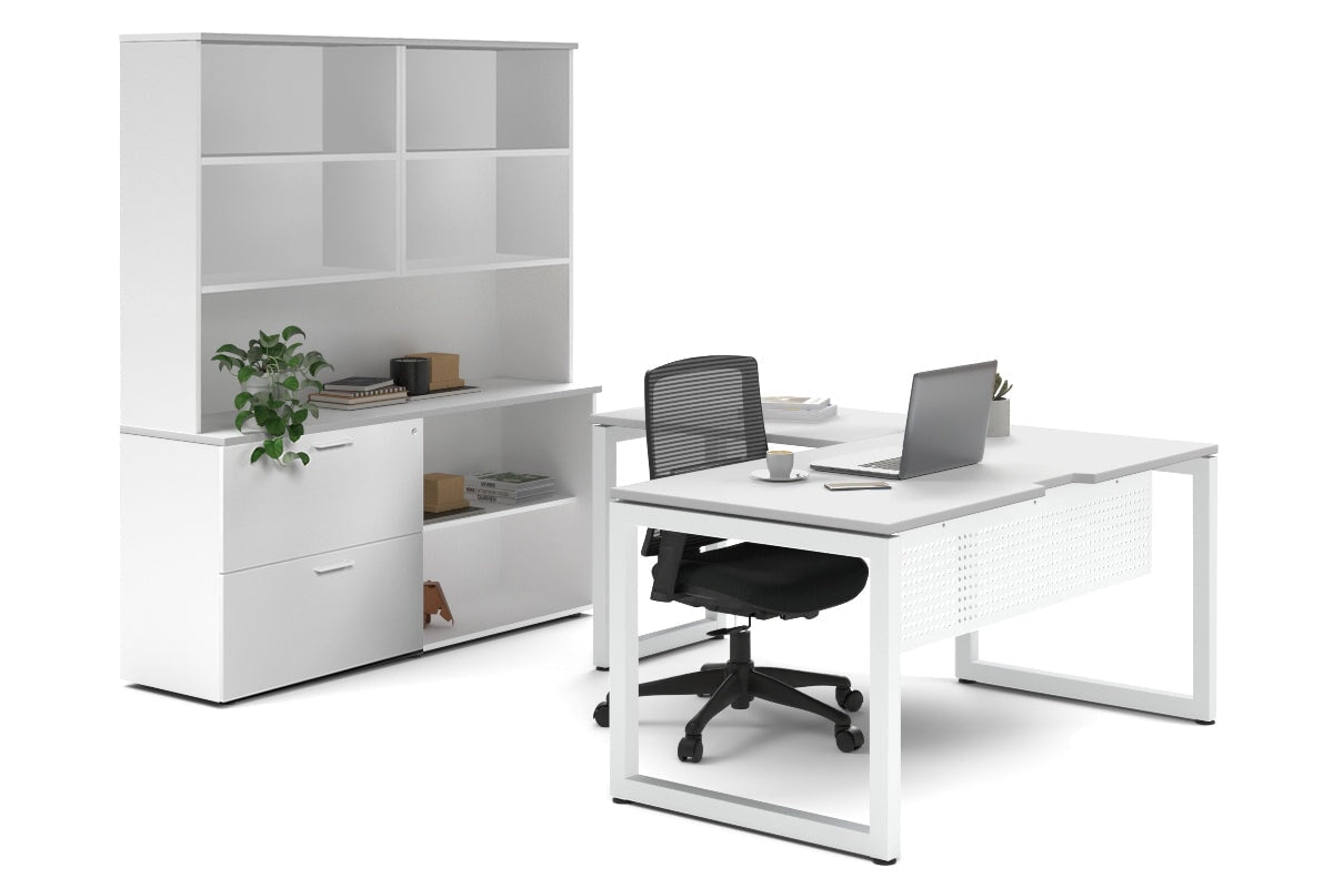 Quadro Loop Legs L-Shaped Executive Desk with White Legs [1800L x 1700W] - Perfect for Home Office, Conference Rooms & Modern Workspaces
