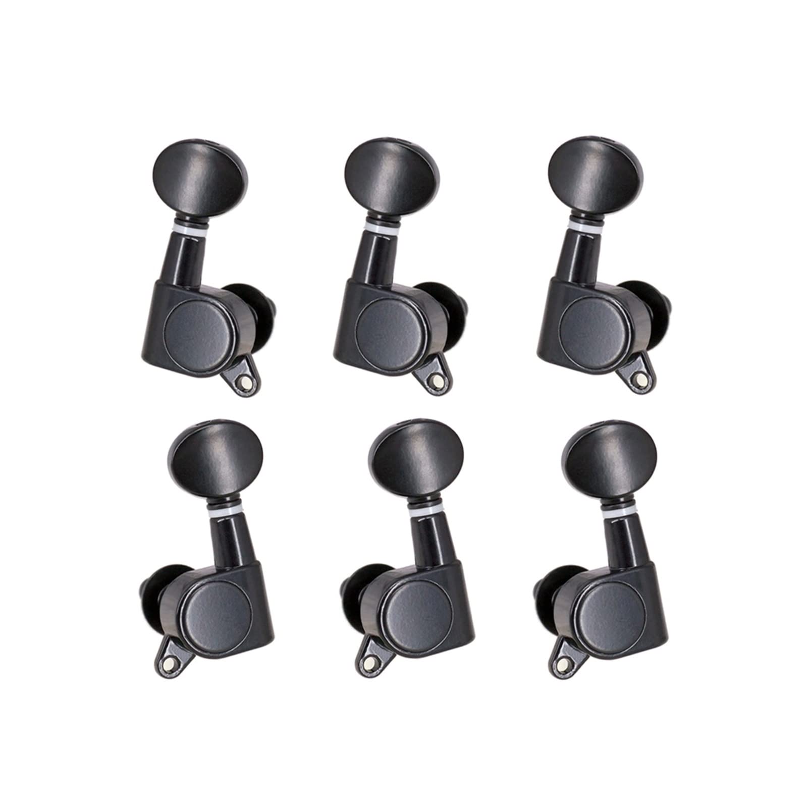 Premium Chrome Guitar Tuning Pegs - 3 Right & 3 Left Black Oval Button Machine Heads for Acoustic & Electric Guitars | Perfect for String Replacement & Instrument Maintenance