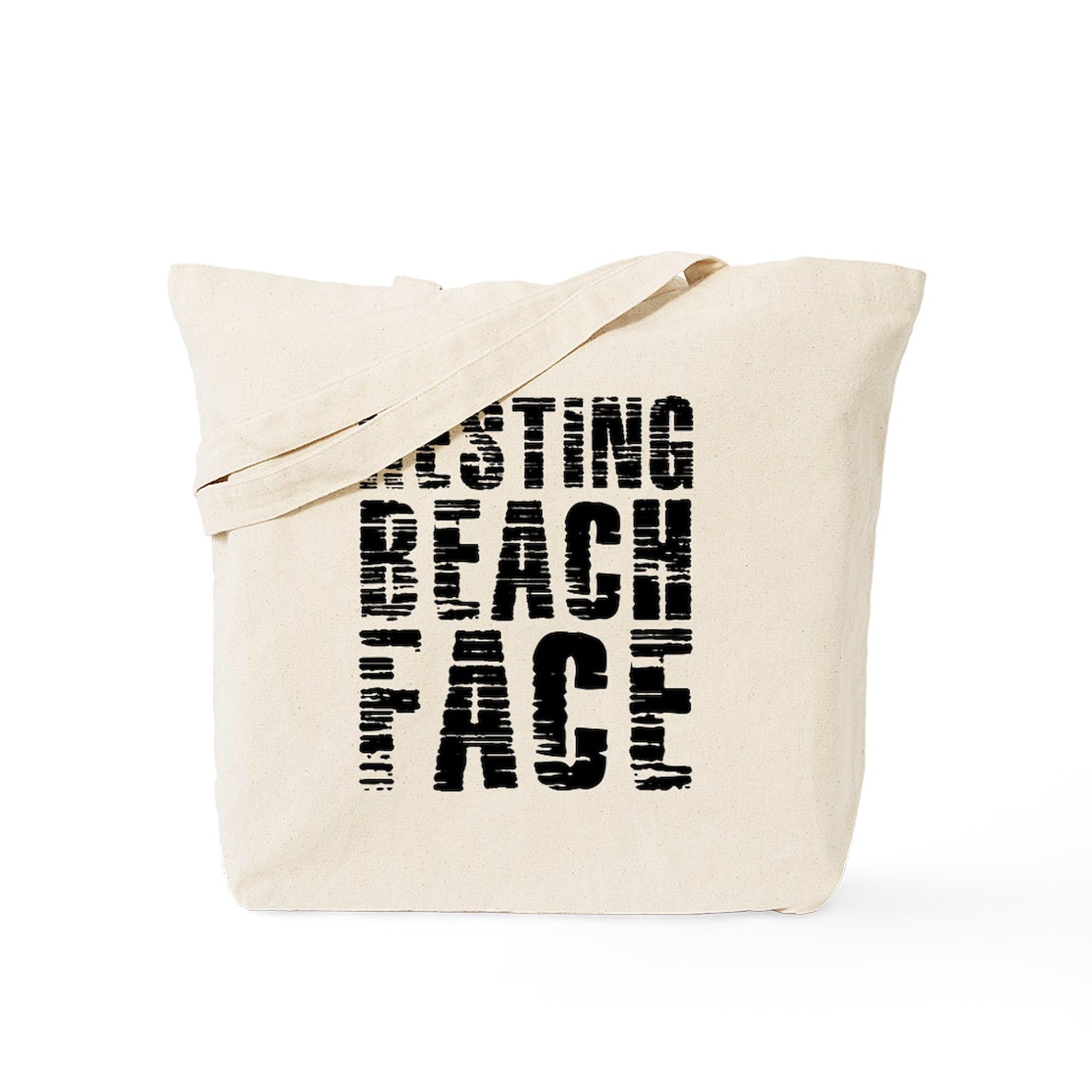 Resting Beach Face Tote Bag - Natural Canvas Reusable Shopping Bag for Beach, Grocery & Daily Use | Eco-Friendly Cotton Tote with Funny Saying