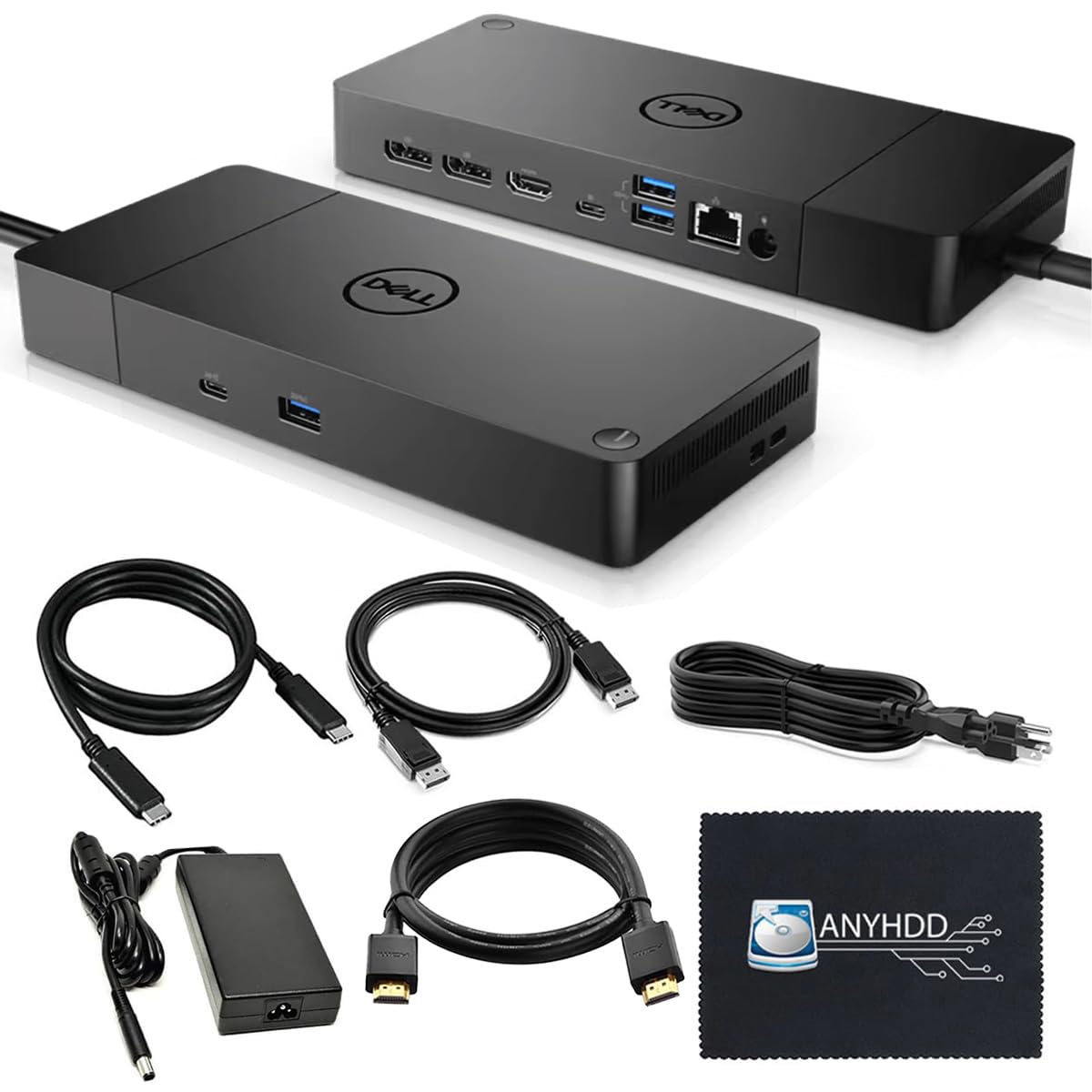 Dell WD19S 130W Docking Station with 90W Power Delivery - Dual Monitor Laptop Dock Includes 130W Adapter, HDMI/DisplayPort/USB-C Cables & Microfiber Cloth for Home Office & Remote Work Setup
