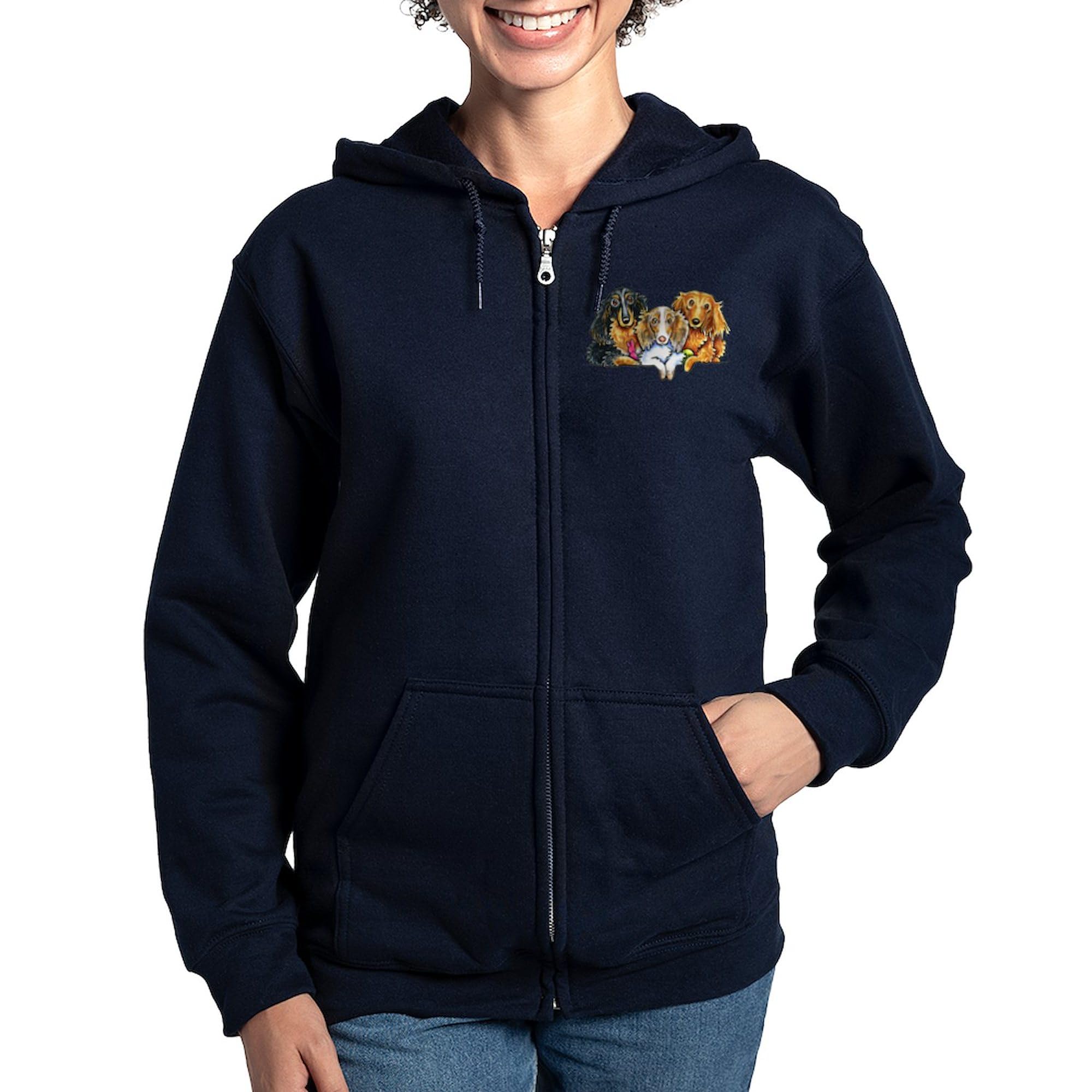 Longhaired Dachshunds Women's Zip Hoodie - Cozy Fleece Zip-Up Sweatshirt for Dog Lovers | Perfect for Casual Wear, Outdoor Activities & Gifts