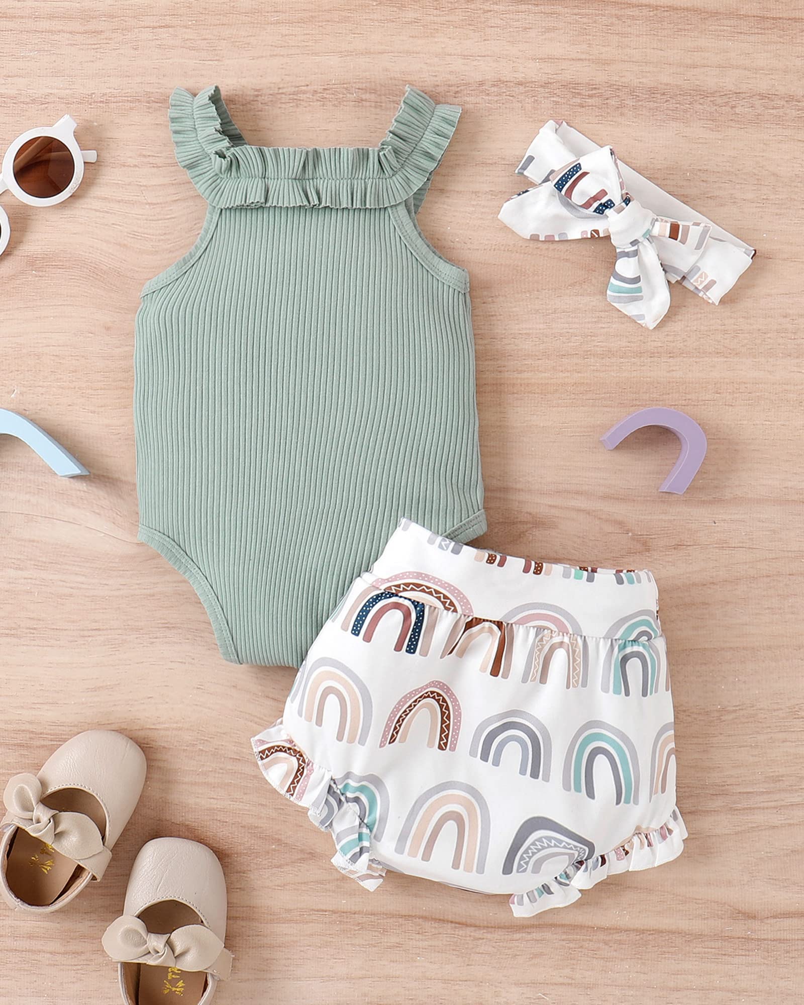 Newborn Baby Girl Summer Outfits Set - Floral Print Romper, Tops, Drawstring Shorts & Headband | Cute Infant Clothes for Photoshoots, Parties & Daily Wear