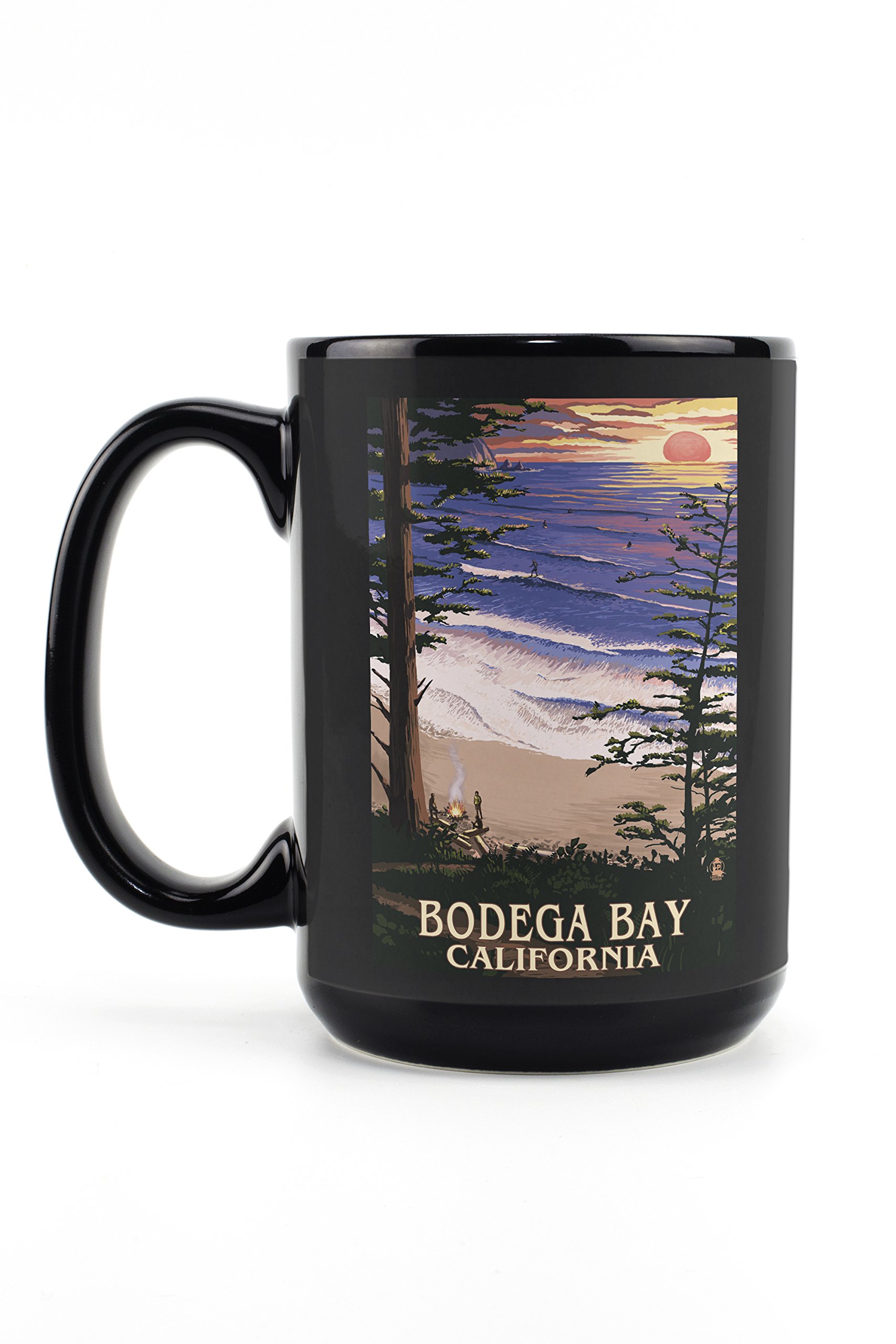 Bodega Bay California Sunset Beach Ceramic Mug - 15oz Black Coffee & Tea Cup, Dishwasher & Microwave Safe - Perfect for Home, Office, Camping & Gifts
