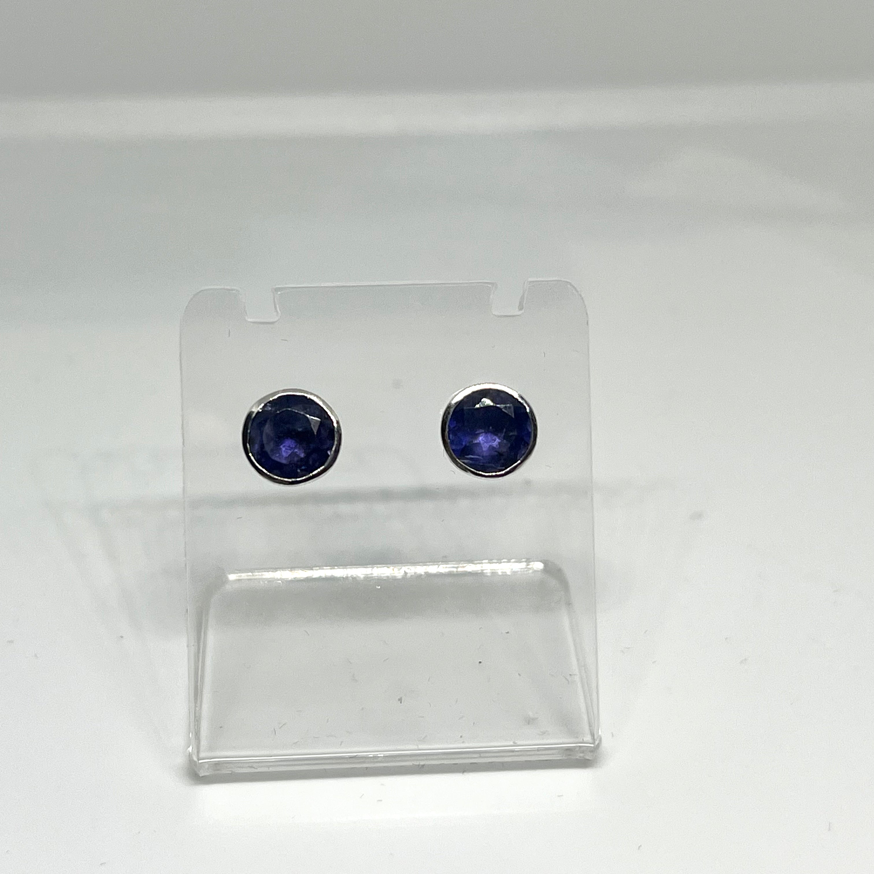 7mm Round Faceted Gemstone Stud Earrings - Decorative Bezel Set for Women, Hypoallergenic Jewelry - Perfect for Daily Wear, Parties & Special Occasions
