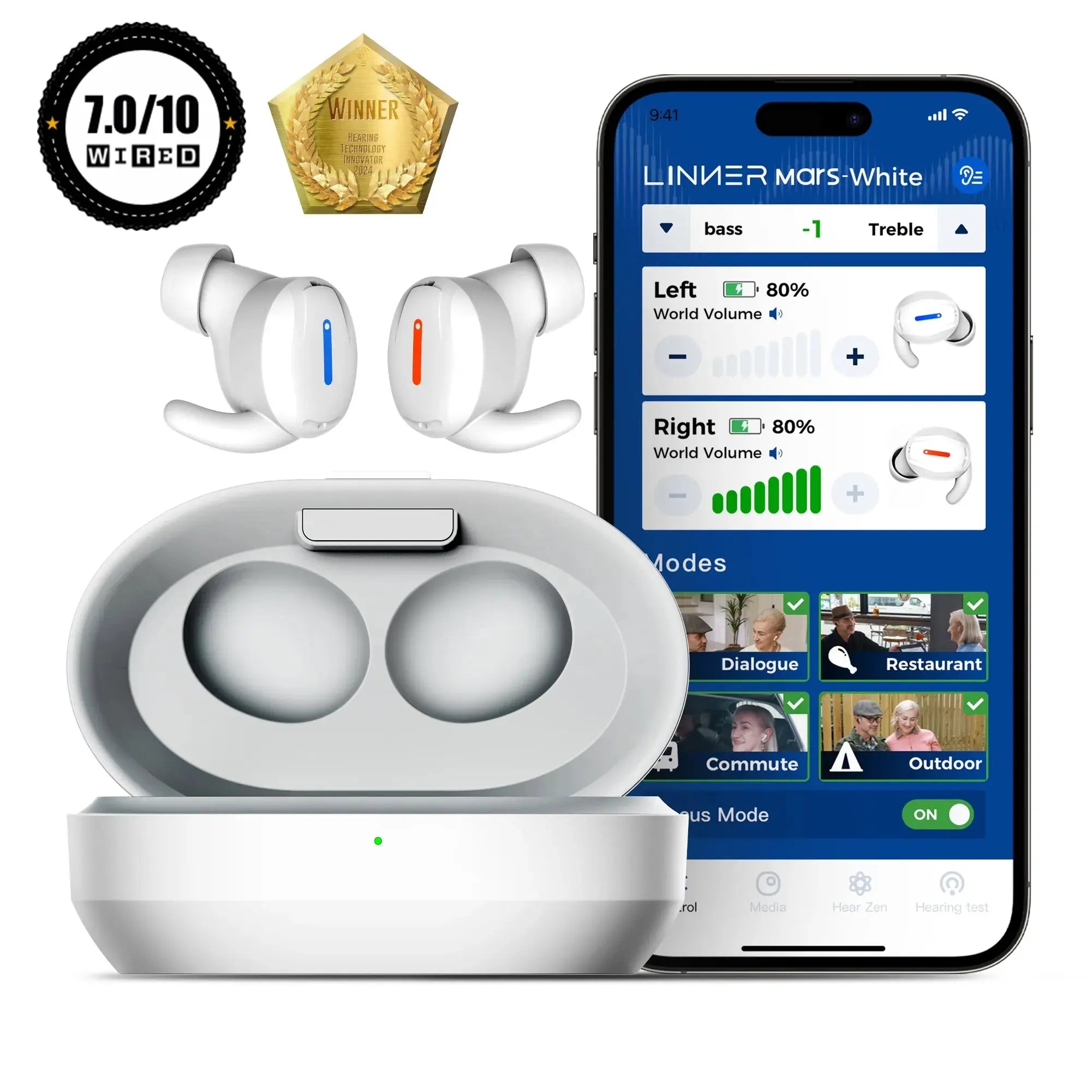 Linner Mars OTC Hearing Aids - Rechargeable Digital Hearing Amplifier for Adults with Noise Reduction, Comfort Fit for Daily Use, Work & Social Gatherings