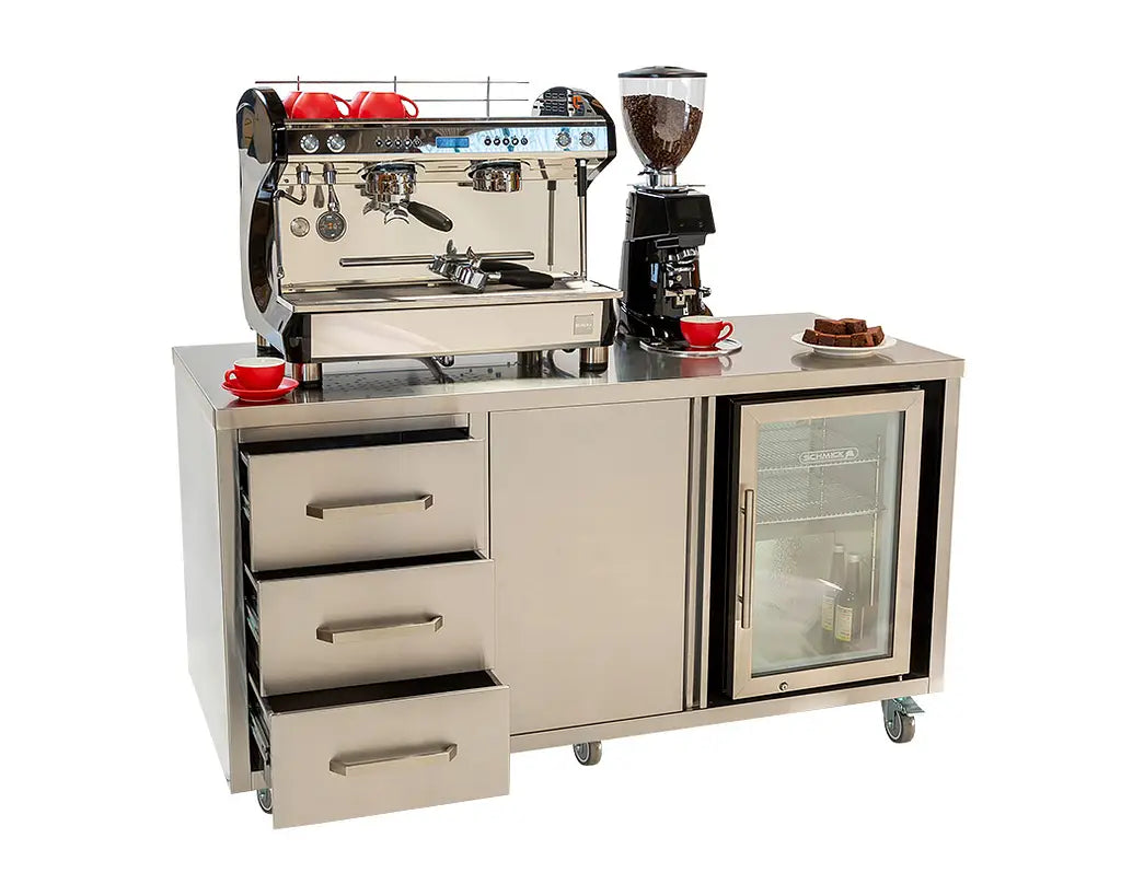 Premium Commercial Coffee Cart 1600x700x900mm - Mobile Coffee Station for Cafes, Events & Catering Services