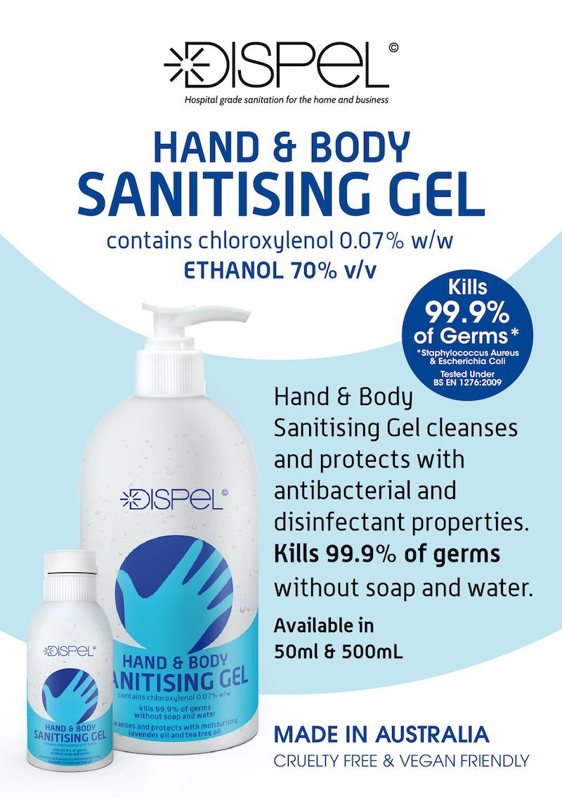 Dispel Hand & Body Sanitizing Gel - Alcohol-Based Moisturizing Sanitizer for Travel, Gym & Daily Use - Kills 99.9% Germs - 3.4 fl oz Pocket Size