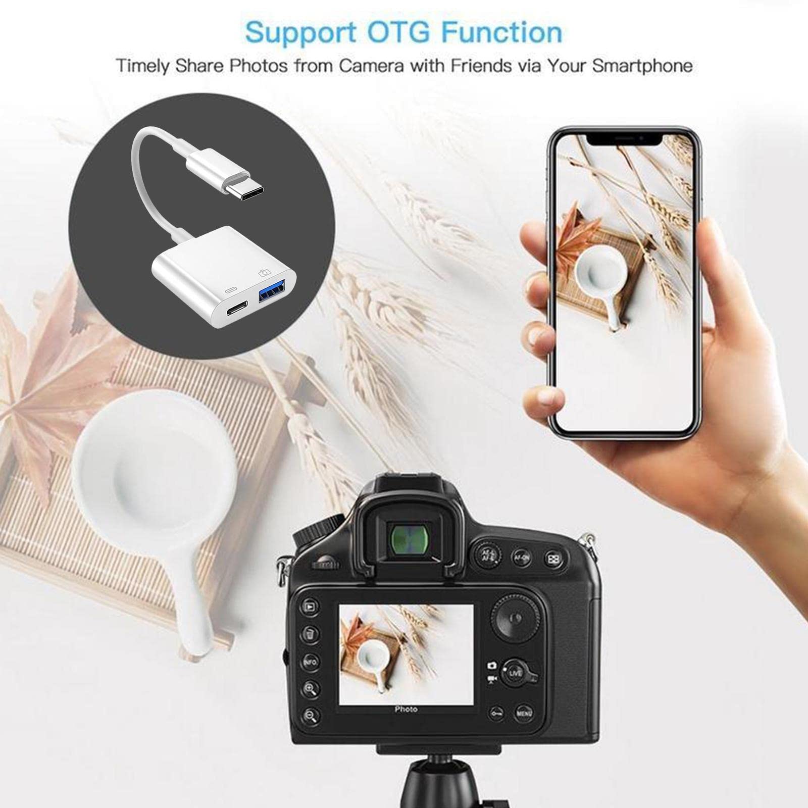 Type-C OTG Adapter USB-C to USB Female Converter - Fast Data Transfer & Charging Cable for Android Phones, Tablets - Perfect for File Sharing, Charging & Connecting USB Devices