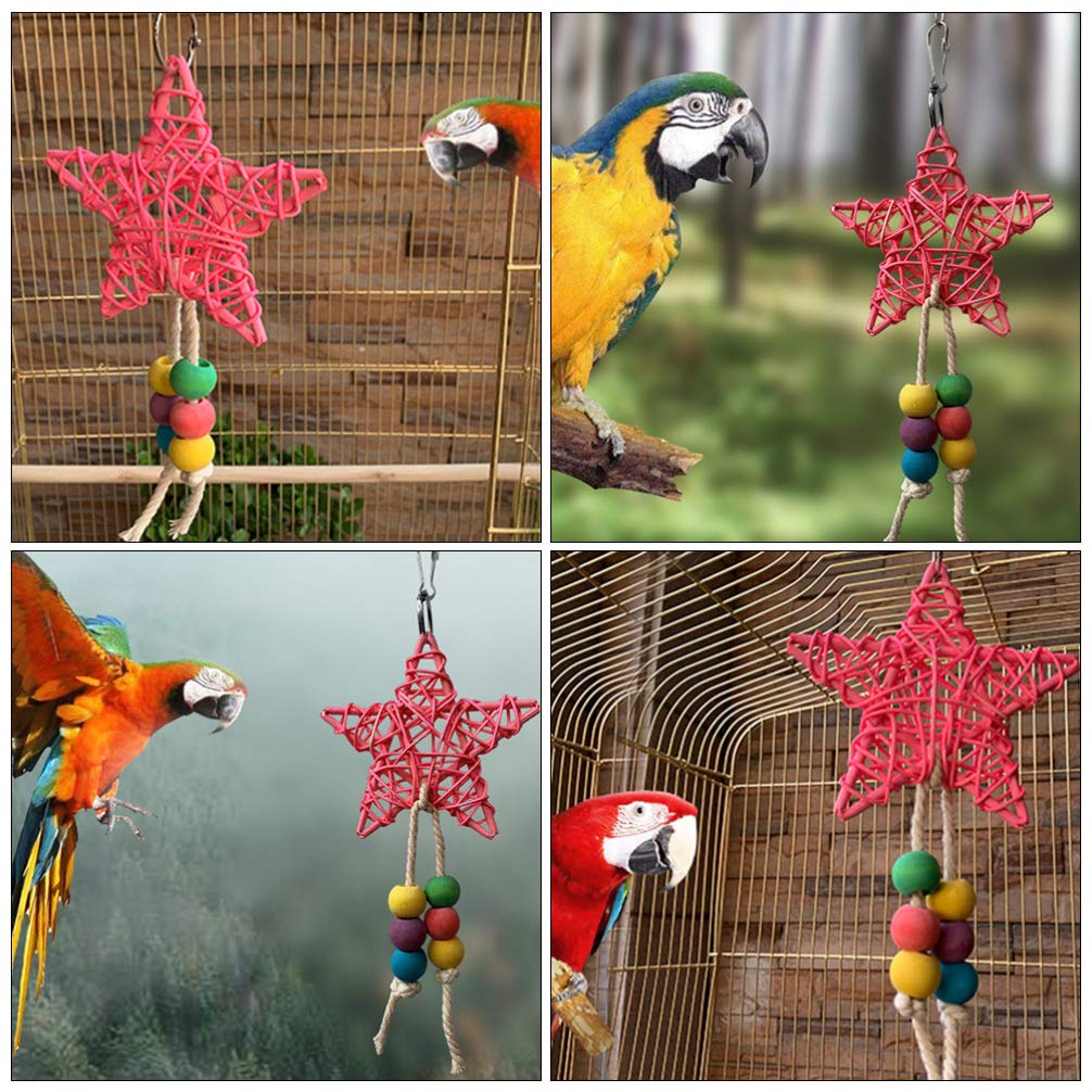 Balacoo 2-Pack Bird Chew Toys for Parrots - Natural Wooden Climbing & Gnawing Skewers - Hanging Playthings for Pet Birds, Parakeets, Cockatiels - Perfect for Cage Decor & Stress Relief