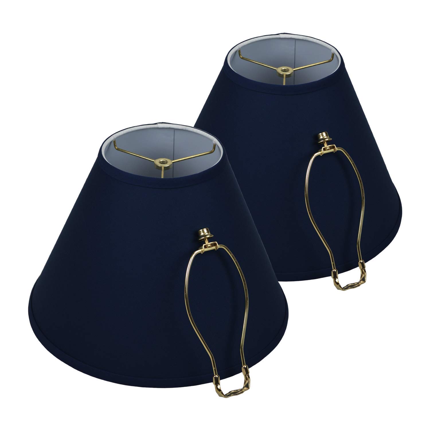 Premium Set of 2 Navy Blue Linen Lampshades - 6.5