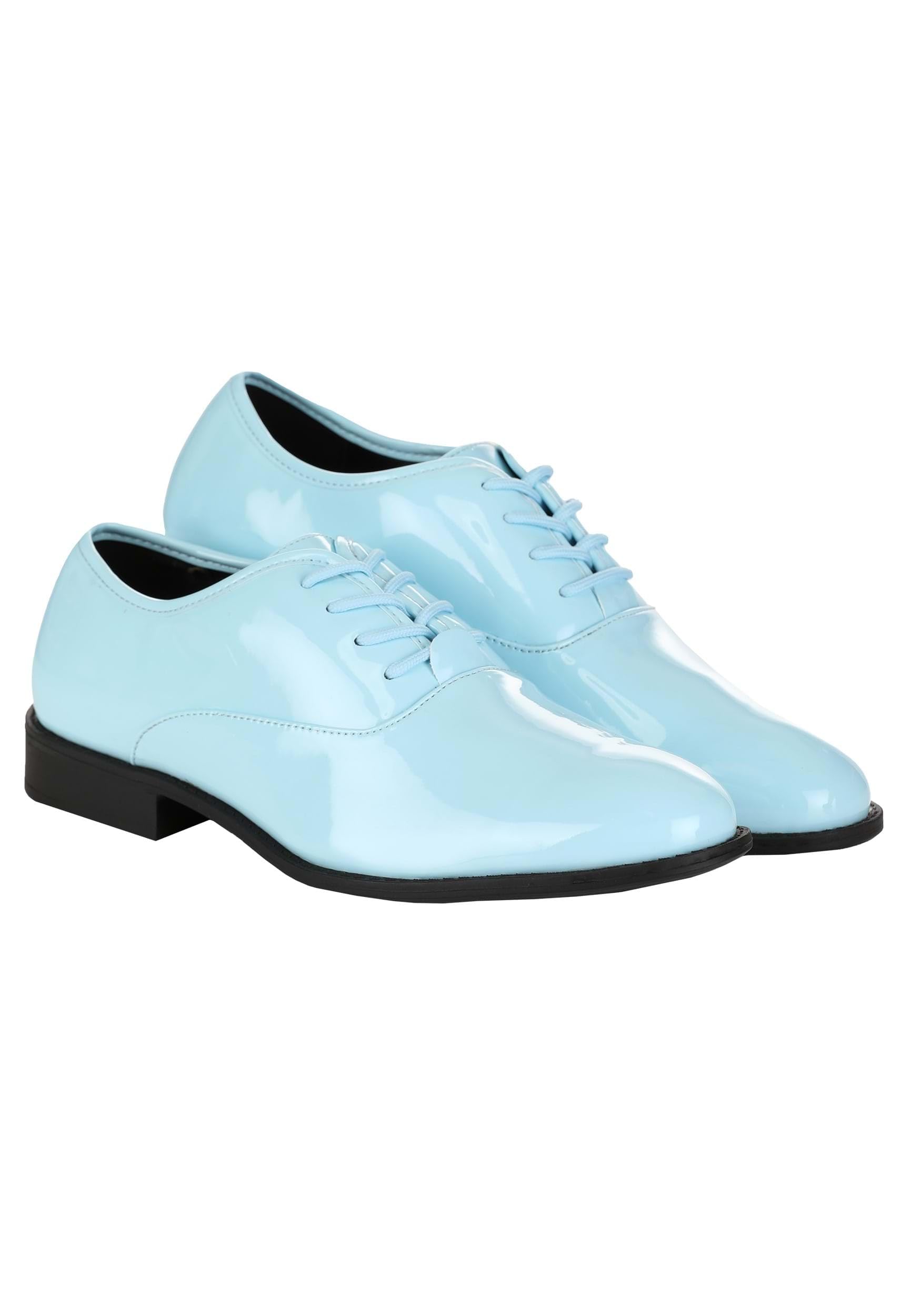 Sparkling Powder Blue Tuxedo Shoes for Men - Elegant Formal Dress Shoes for Prom, Wedding & Cosplay - Perfect for Vintage Costume Parties & Special Occasions