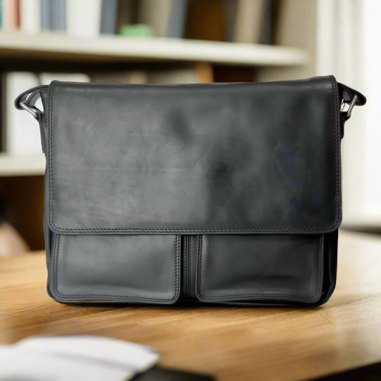 Durable Leather Messenger Bag for Men & Women - Waterproof & Spacious Crossbody Bag for Work, Travel & Everyday Use