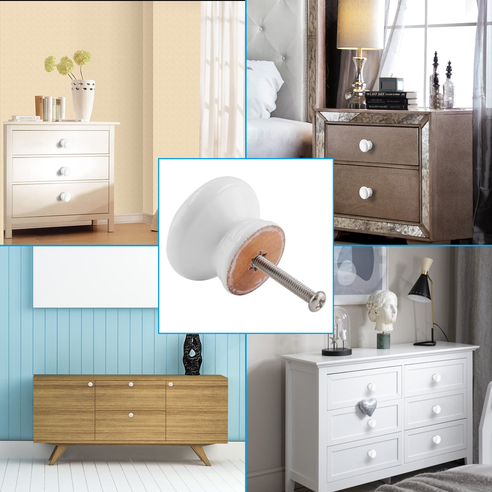 Uenhoy 20-Pack Round Wooden Cabinet Knobs - 15/16