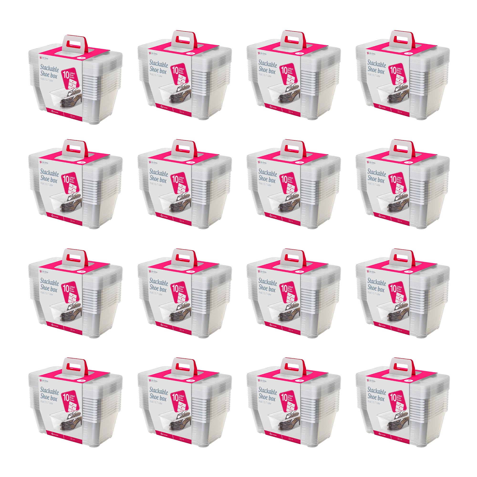6-Pack Clear Plastic Storage Boxes with Lids – 6L Multi-Purpose Stackable Shoe, Accessory & Closet Organizer Bins – Perfect for Home, Office & Dorm Organization (160 Pack)