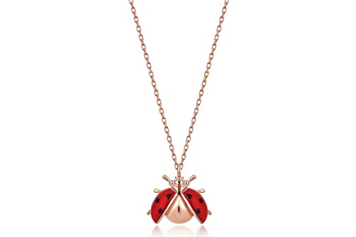 14K Gold Ladybug Pendant Necklace for Women - Fine Jewelry Gift for Her - Birthday, Anniversary