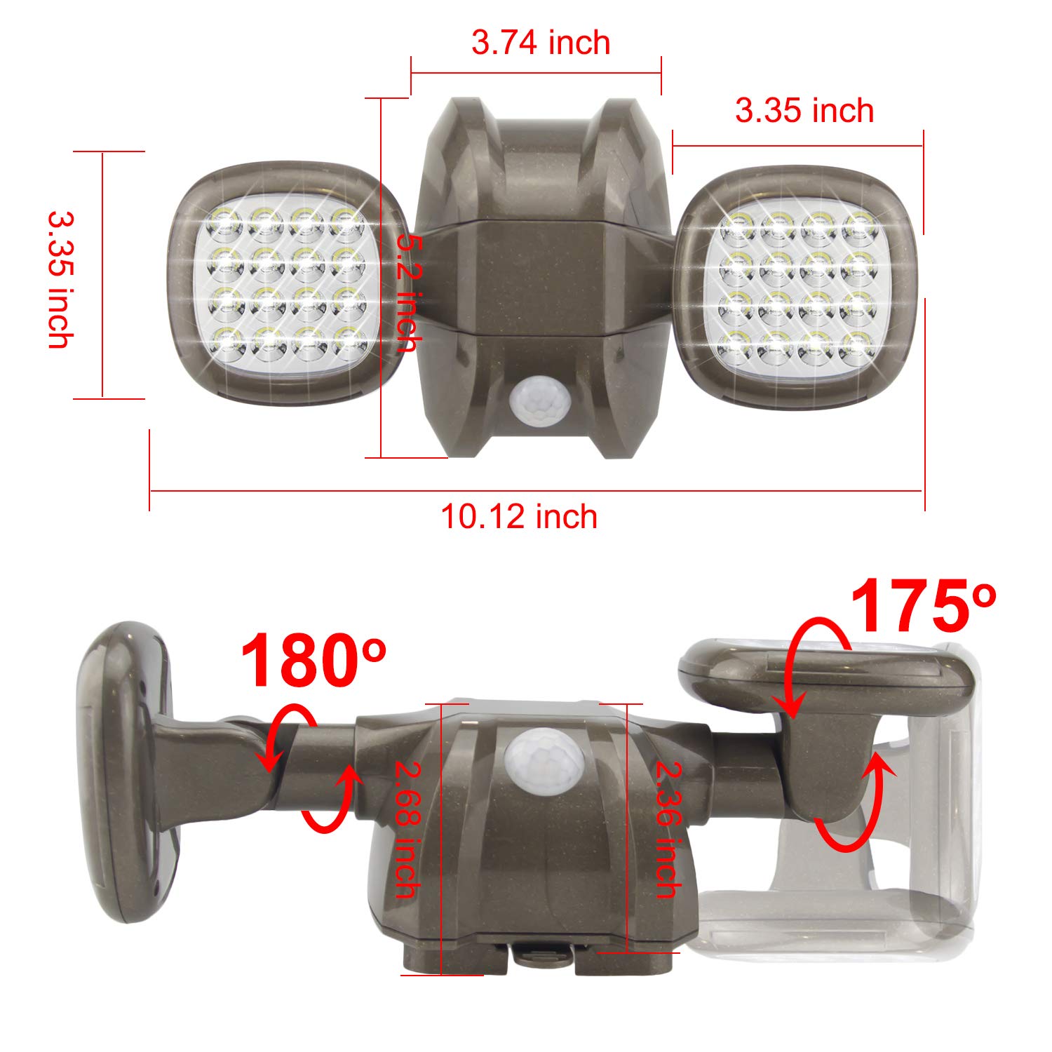 HONWELL Outdoor Motion Sensor Light - 32 LED Battery Operated Security Flood Light with Dual Head, IP65 Waterproof, Wireless Motion Detector for House, Garage, Porch, Garden & Shed - Perfect for Nighttime Security and Pathway Lighting