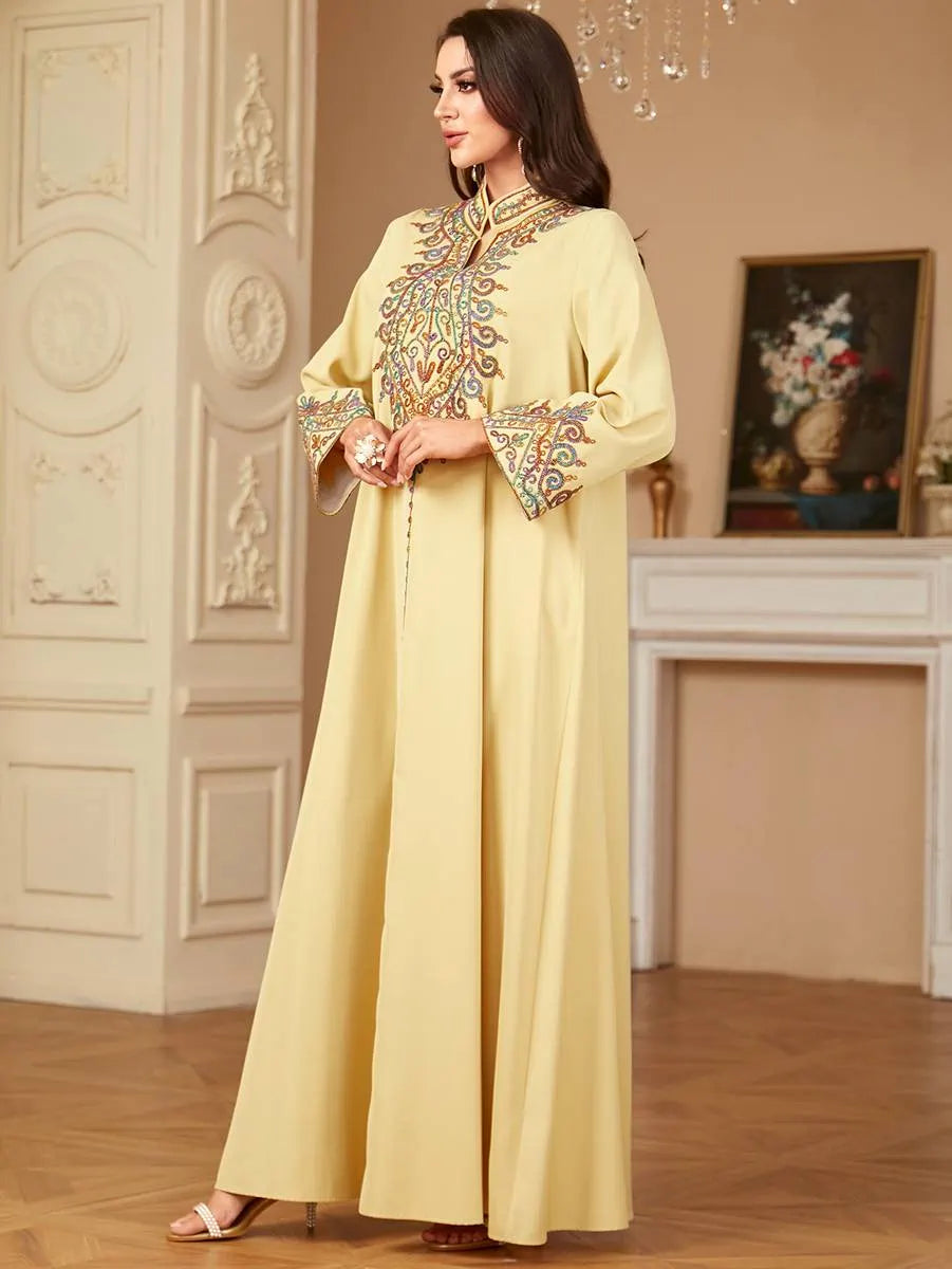 Elegant Eid Outfits for Women - Embroidered Mukhawar Caftan Dress #254065 | Perfect for Eid Celebrations, Weddings & Special Occasions