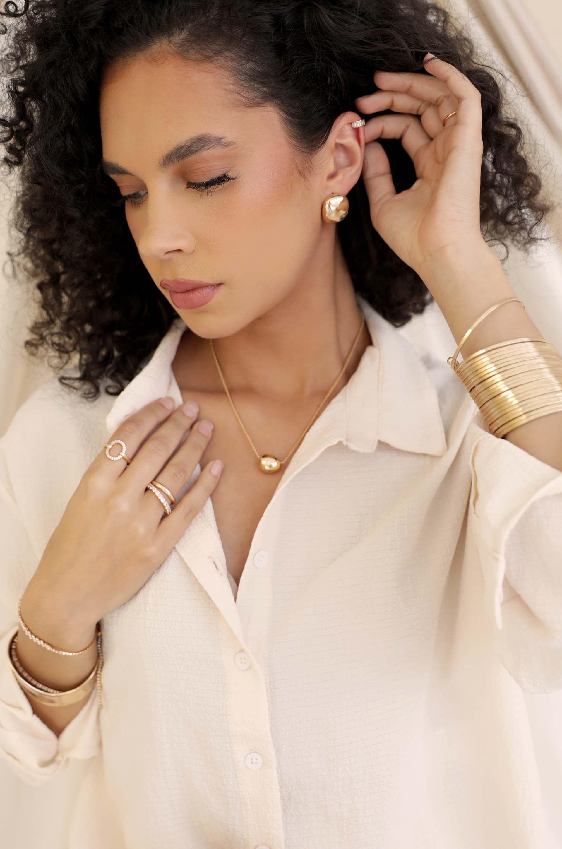 Minimalist Curved Square Stud Earrings for Women - Elegant & Simple Gold Plated Jewelry - Perfect for Everyday Wear, Office & Special Occasions