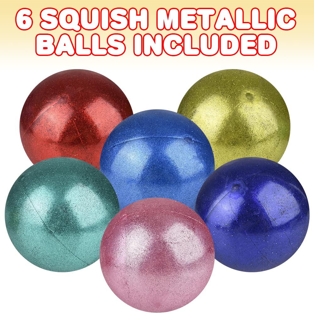 ArtCreativity Squeezy Sticky Stress Balls - Set of 6 Metallic Textured Fidget Toys for Kids & Adults | Anxiety Relief, Sensory Therapy & Party Favors | Perfect for Classrooms, Office Stress Relief & Pinata Stuffers
