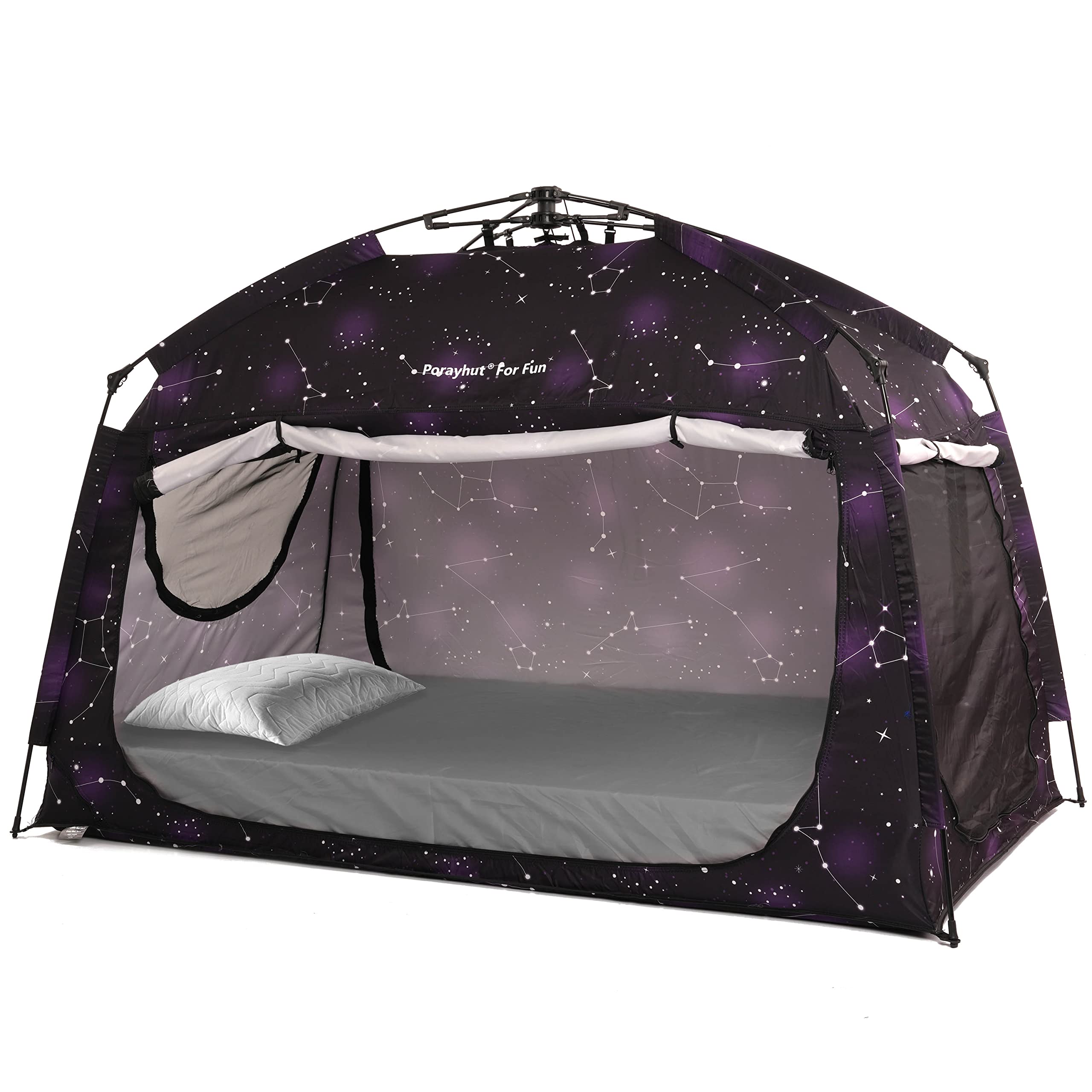 Instant Privacy Bed Tent for Sleeping - Quick Set Up Portable Bed Canopy with Large Space & 3 Doors - Twin Size Starry Design - Perfect for Dorm Rooms, Camping & Kids Sleepovers