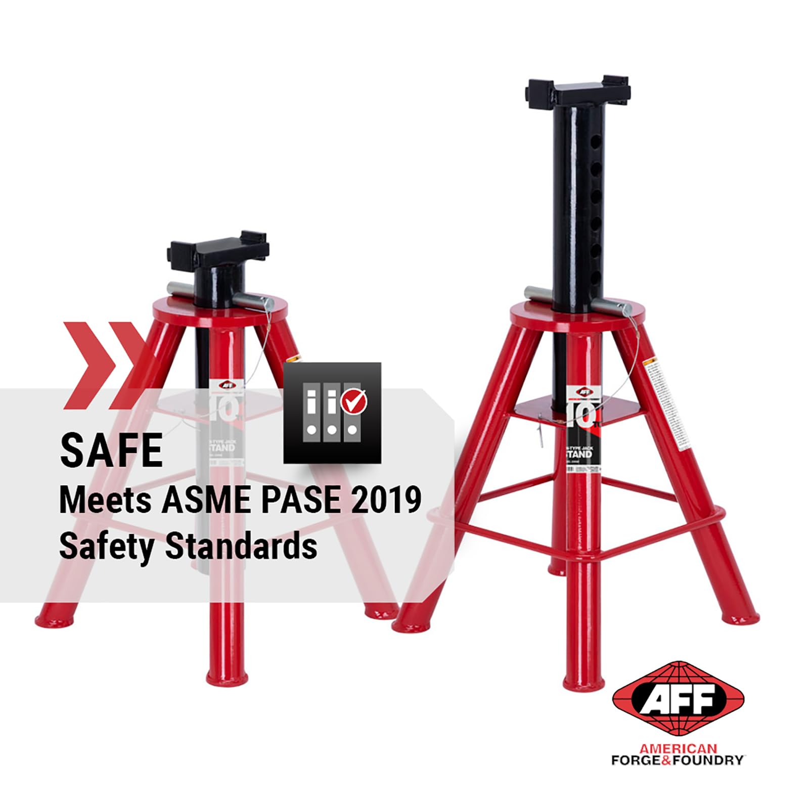 10 Ton Heavy Duty Jack Stand Set for Trucks & Equipment - 2 Adjustable Height Options - Vehicle Lift Support for Auto Repair, Construction & Industrial Maintenance - Ideal for Garage, Workshop and DIY Projects