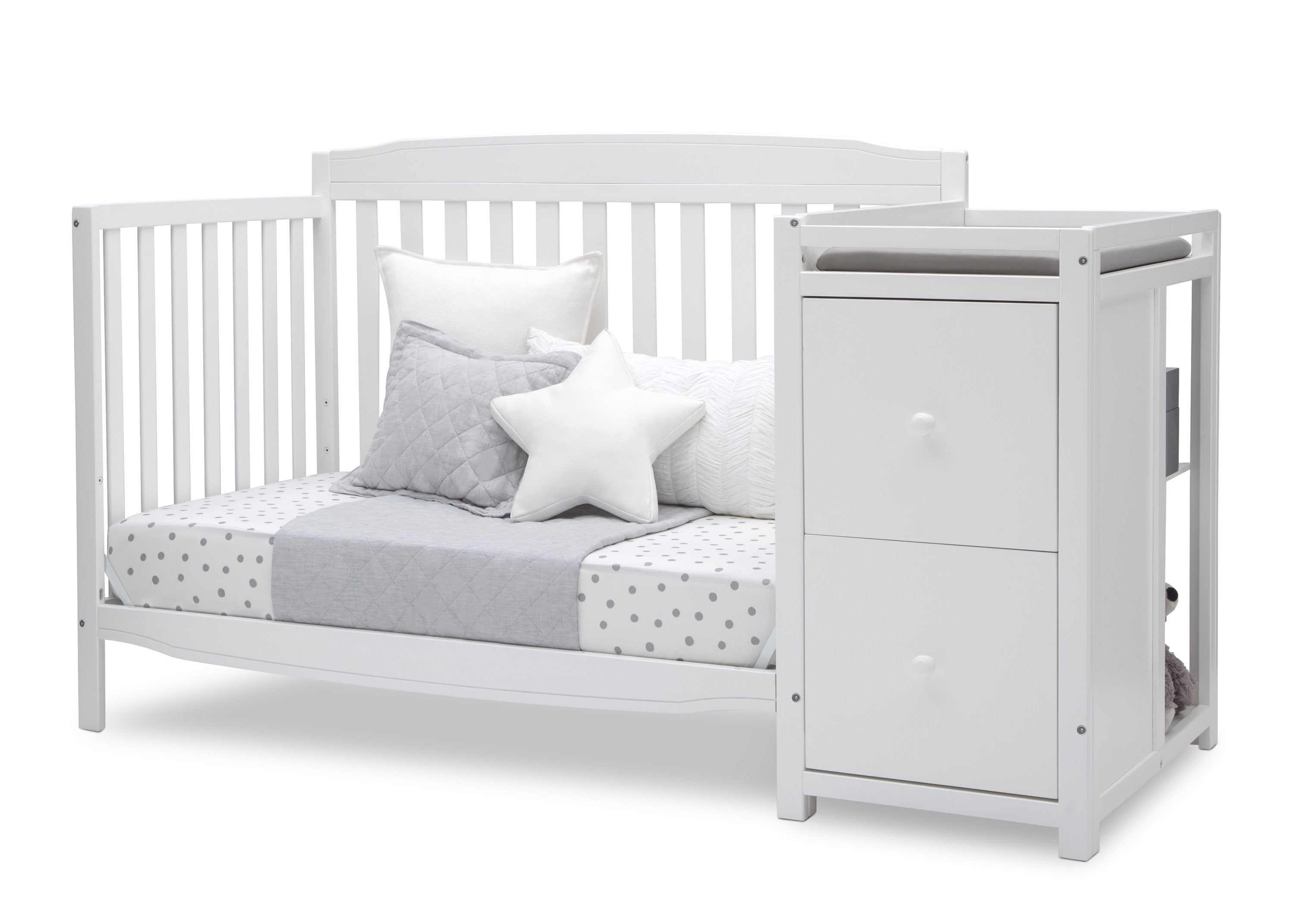 6-in-1 Convertible Mason Crib with Changer - Baby Nursery Essentials for Newborn to Toddler | Perfect for Small Spaces & Modern Nurseries