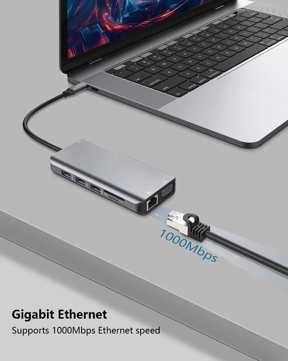 12-in-1 USB C Hub Dual HDMI Monitor Adapter for Laptop - 2 HDMI Ports, VGA, Ethernet, PD Charging, USB 3.0, 3.5mm Audio & SD/TF Card Readers - Ideal for Home Office, Remote Work & Multi-Screen Productivity