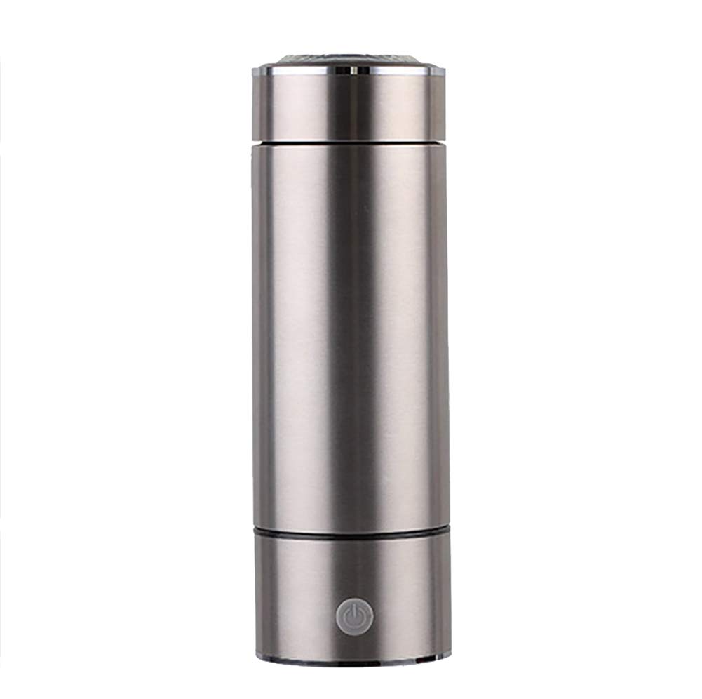 Portable Hydrogen Water Bottle - 450ml Ionized Alkaline Cup for Energy & Hydration - Black/Silver