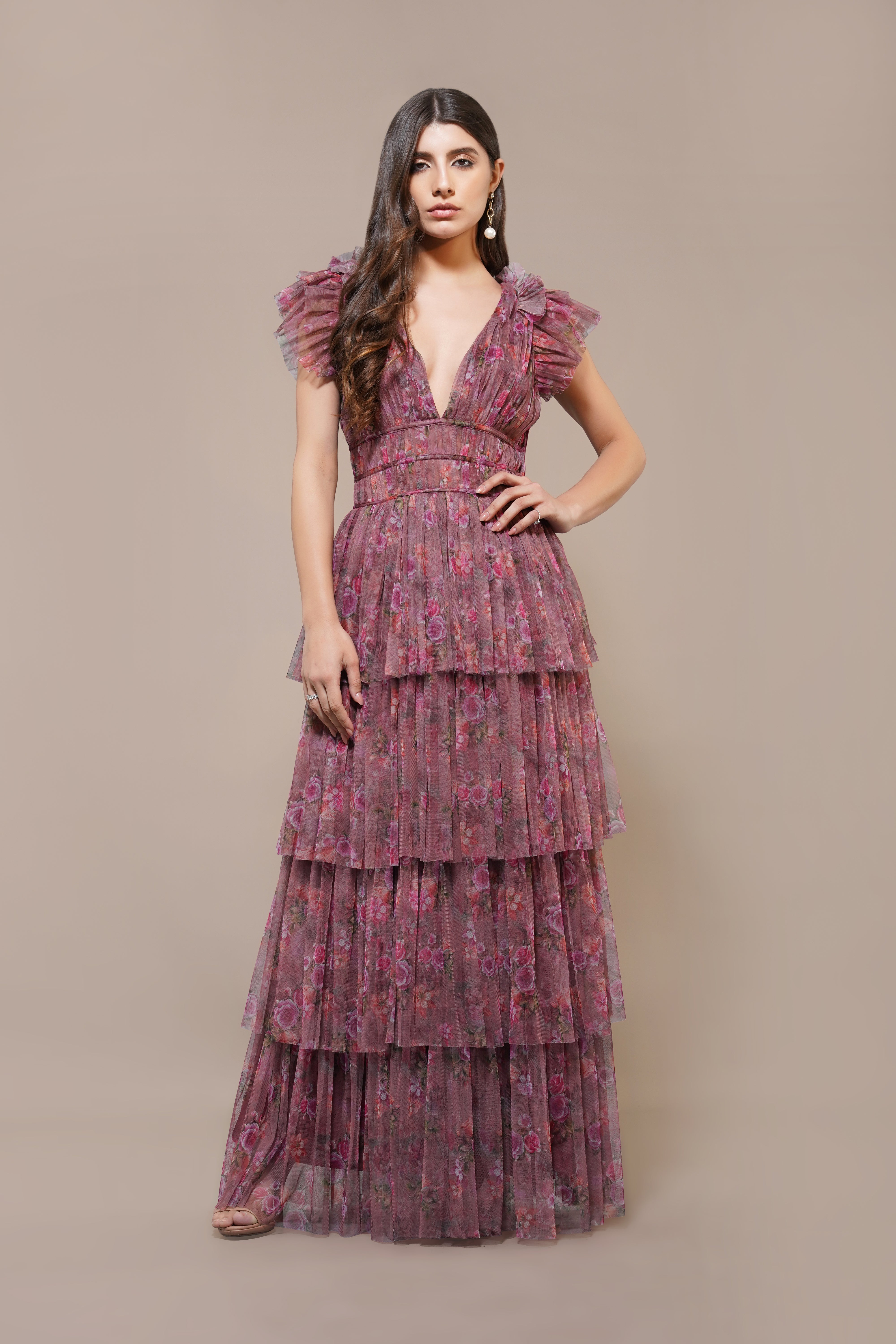 Naomi Maxi Dress - Elegant Purple Floral Print Women's Long Dress for Summer, Beach, and Special Occasions