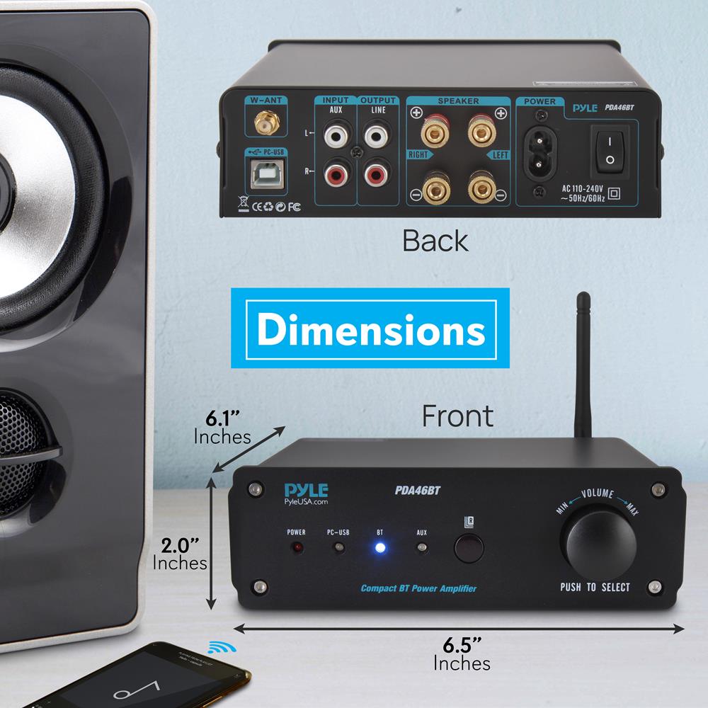 2 Channel Professional Audio Stereo Amplifier for Home Theater, Studio, and DJ Setup - High Power Desktop Amp with Clear Sound for Music & Movies