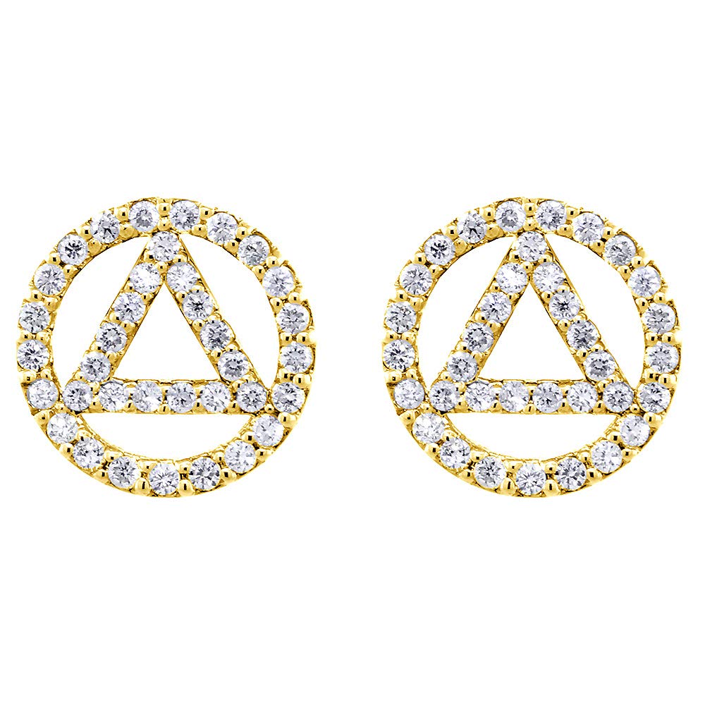 10mm Alcoholics Anonymous AA Sobriety Leverback Earrings - 0.40CT CZ Stone Inspirational Jewelry for Recovery & 12 Step Meetings - Perfect Gift for Sobriety Milestones & Support Groups