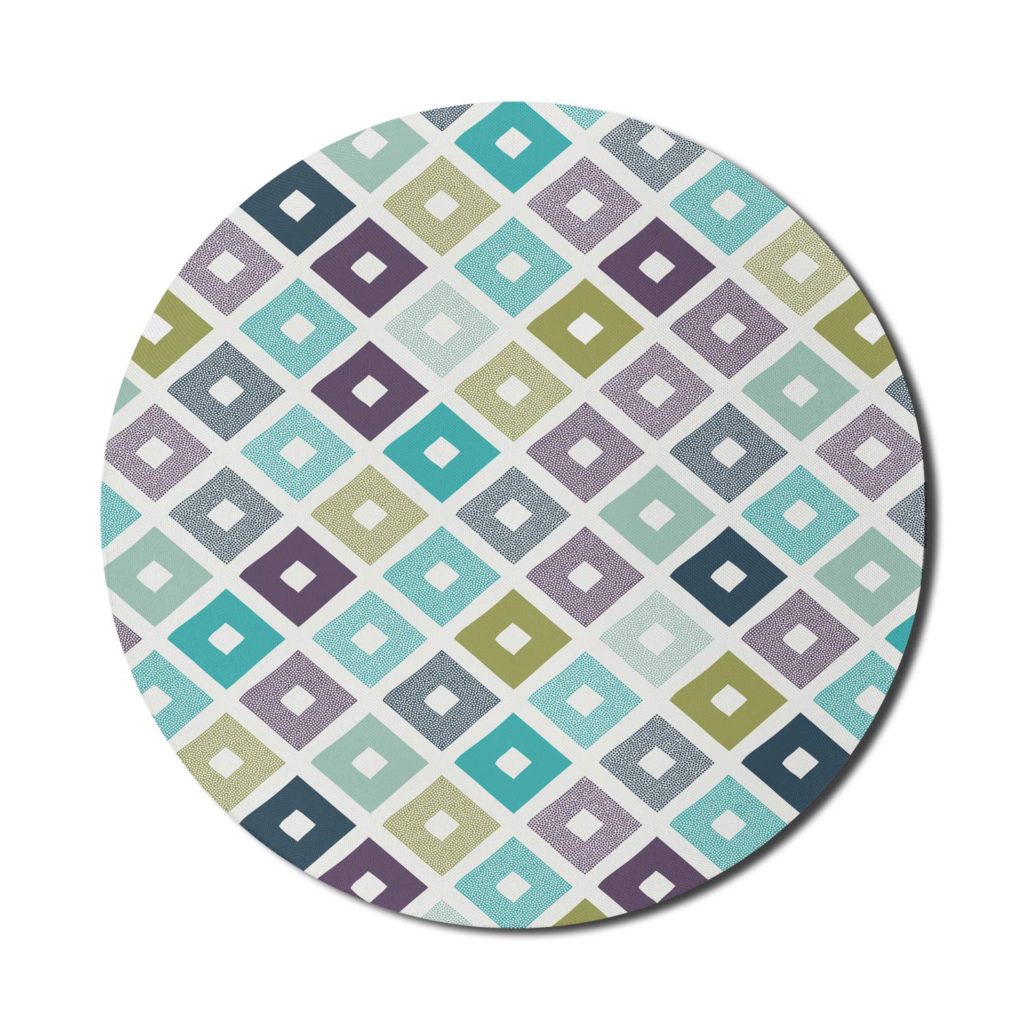 Ambesonne Modern Round Mouse Pad - Non-Slip Thick Rubber Gaming Mousepad with Geometric Doodle Pattern, 8 Inch Multicolor Computer Mouse Mat for Office, Home & Gaming Setup