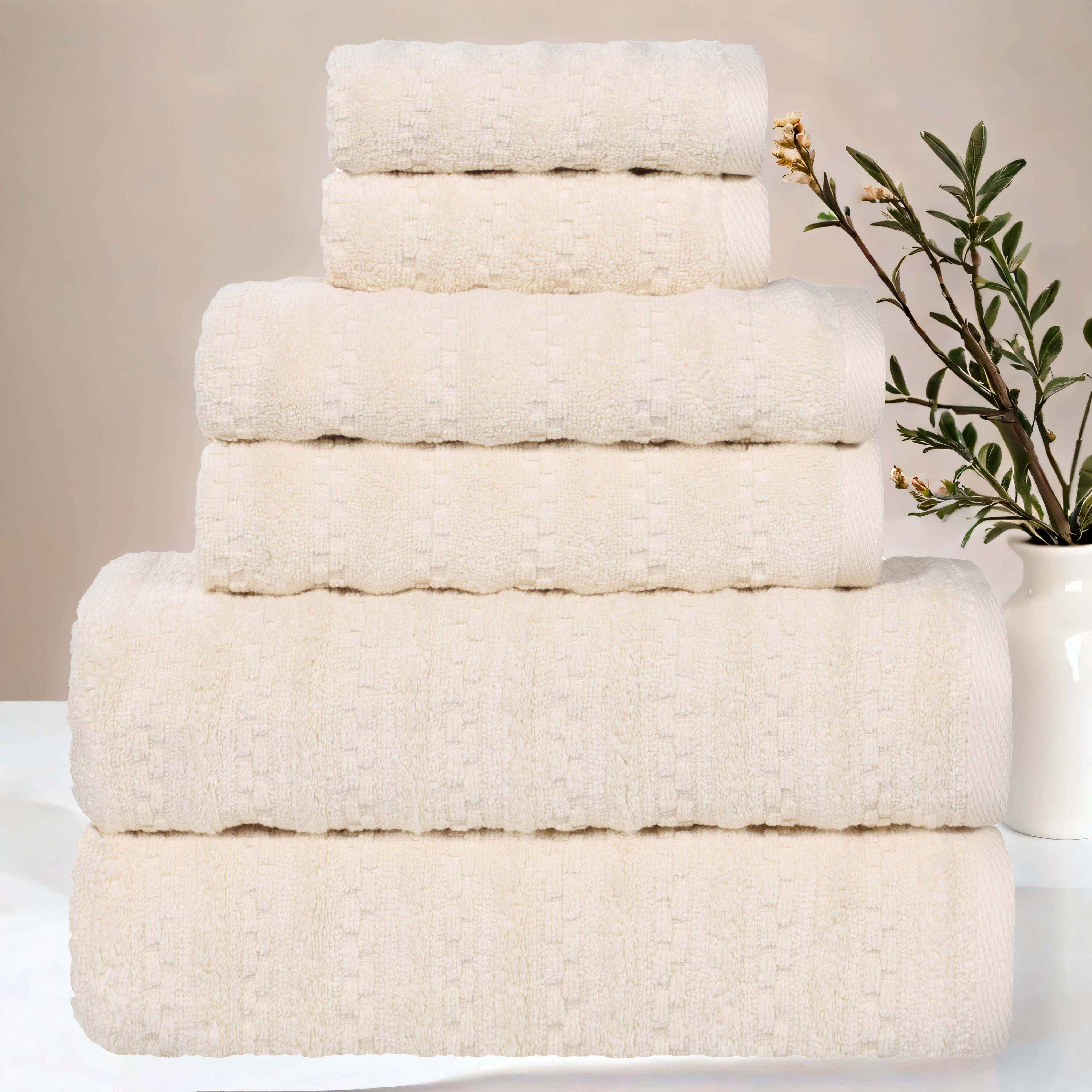 Zuma Zero Twist Cotton Medium Weight Soft Absorbent 6-Piece Bath Towel Set - Premium Luxury Towels for Spa, Bathroom & Beach Use