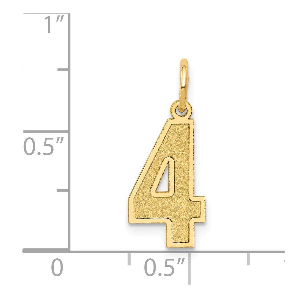 Roy Rose Jewelry 14K Yellow Gold Medium Satin Number 4 Charm Pendant - Elegant Birthday Gift for Women & Girls | Perfect for Necklaces, Bracelets & Special Occasions