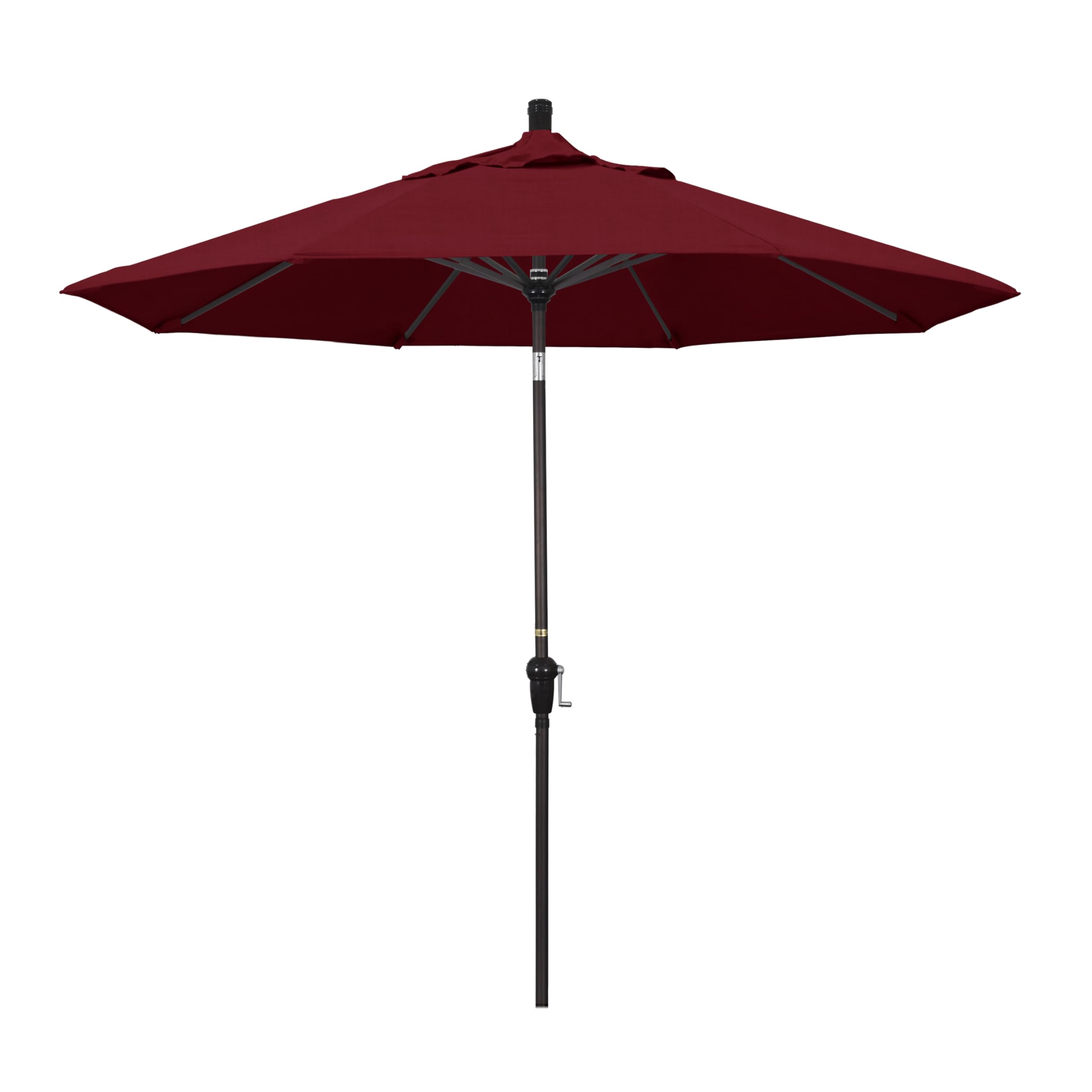 9' Aluminum Market Umbrella with Crank Lift & Auto Tilt - Sunbrella Ruby for Patio & Outdoor Dining