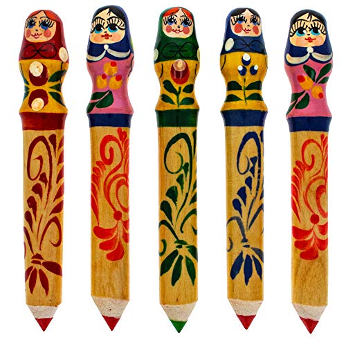 BestPysanky Giant Wooden Matryoshka Doll Pencil - Hand-Painted Russian Nesting Doll Design (Random Style) - Perfect for School, Office & Unique Gift Giving