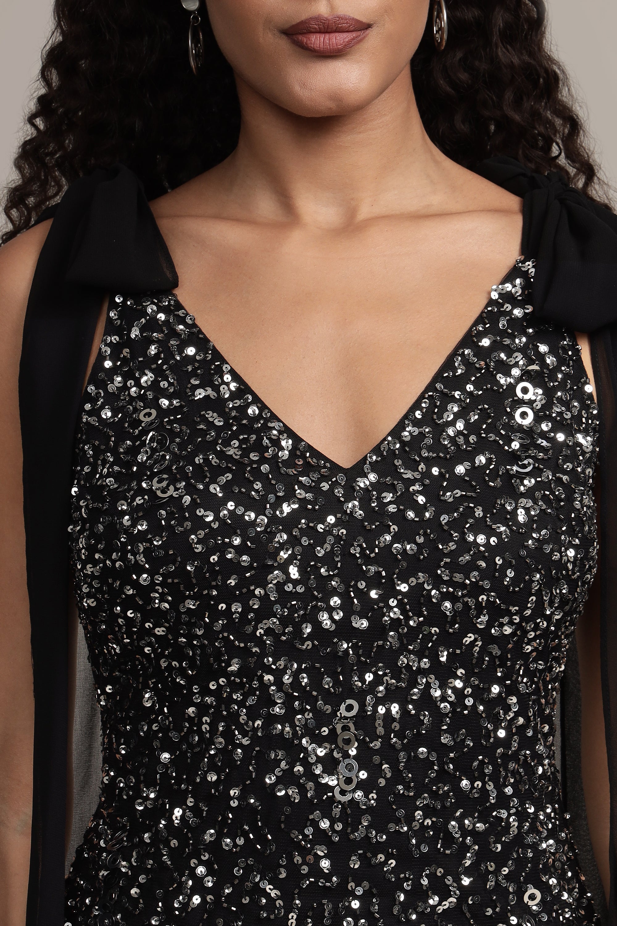 Dream Embellished Maxi Dress in Black | Elegant Long Flowy Evening Gown for Women | Perfect for Weddings, Parties & Special Occasions