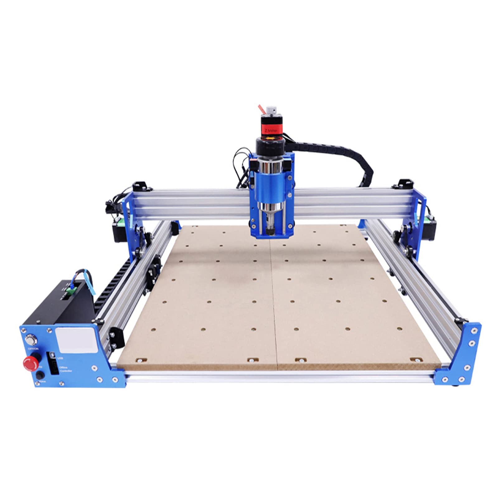 3-Axis USB CNC Router Machine 4040 - 110V 100W Engraving & Milling Machine with Controller & Z Probe - Aluminum Frame for Wood, Acrylic, MDF, Nylon Cutting - Blue & Silver - Perfect for DIY Projects, Sign Making & Woodworking