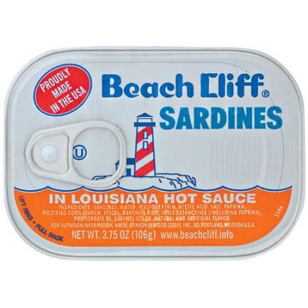 Beach Cliff Sardines in Louisiana Hot Sauce - 3.75oz Can | Spicy Canned Fish for Snacks, Salads & Keto Diet | Perfect for Camping, Emergency Food & Quick Meals