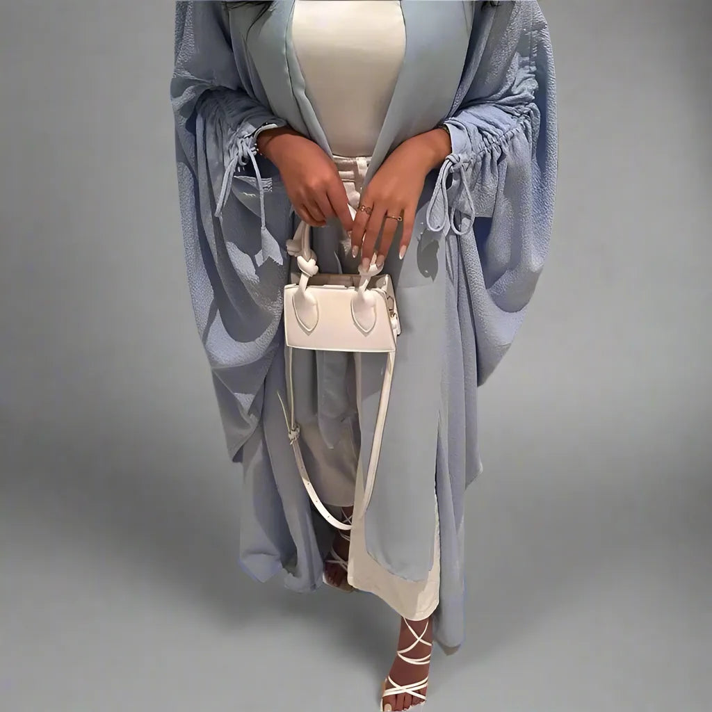 Elegant Farasha Batwing Sleeve Cardigan Open Abaya Dress for Muslim Women - Modest Islamic Fashion for Prayer, Daily Wear & Special Occasions