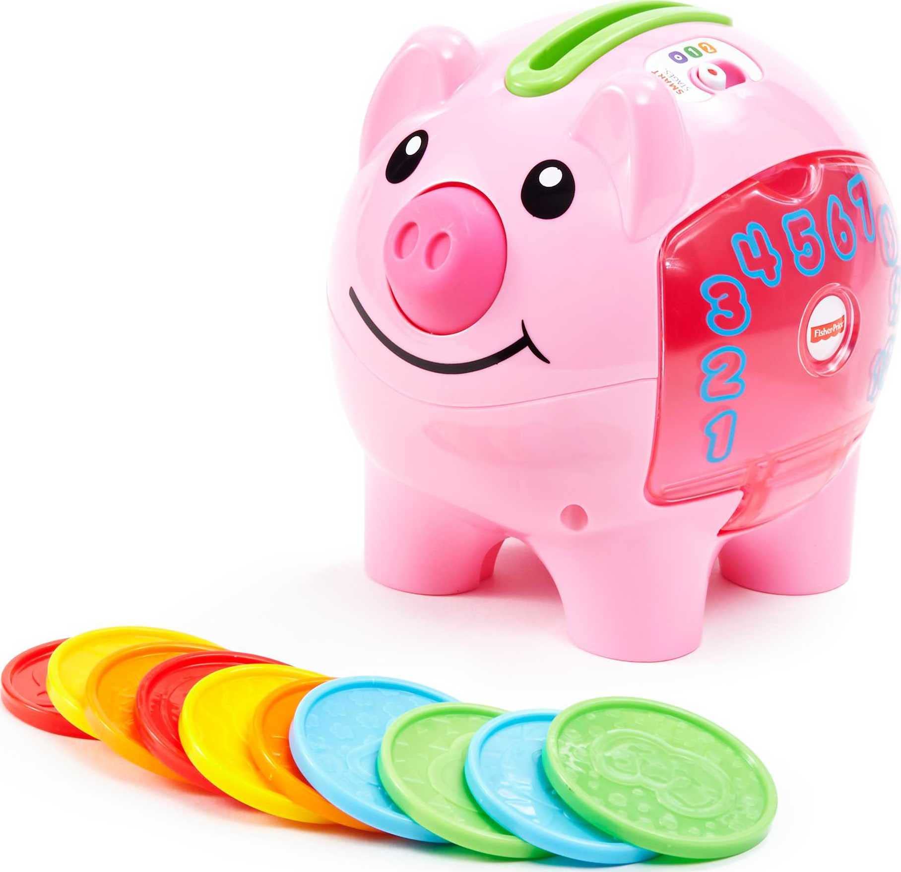 Fisher-Price Laugh & Learn Smart Stages Piggy Bank - Educational Toy with Songs & Phrases for Babies & Toddlers 6+ Months - Fun Money Learning for Early Childhood Development | Playtime & Interactive Learning Gift