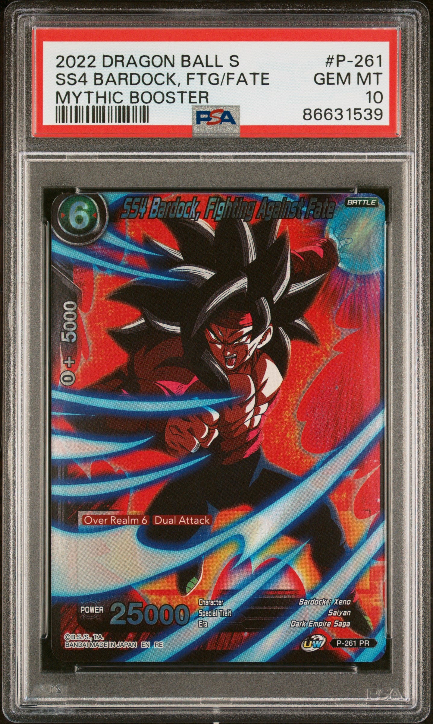 2022 Dragon Ball Super Mythic Booster SS4 Bardock FTG/FATE #P 261 PSA 10 Graded Card - Perfect for Collectors, Display & Anime Fans