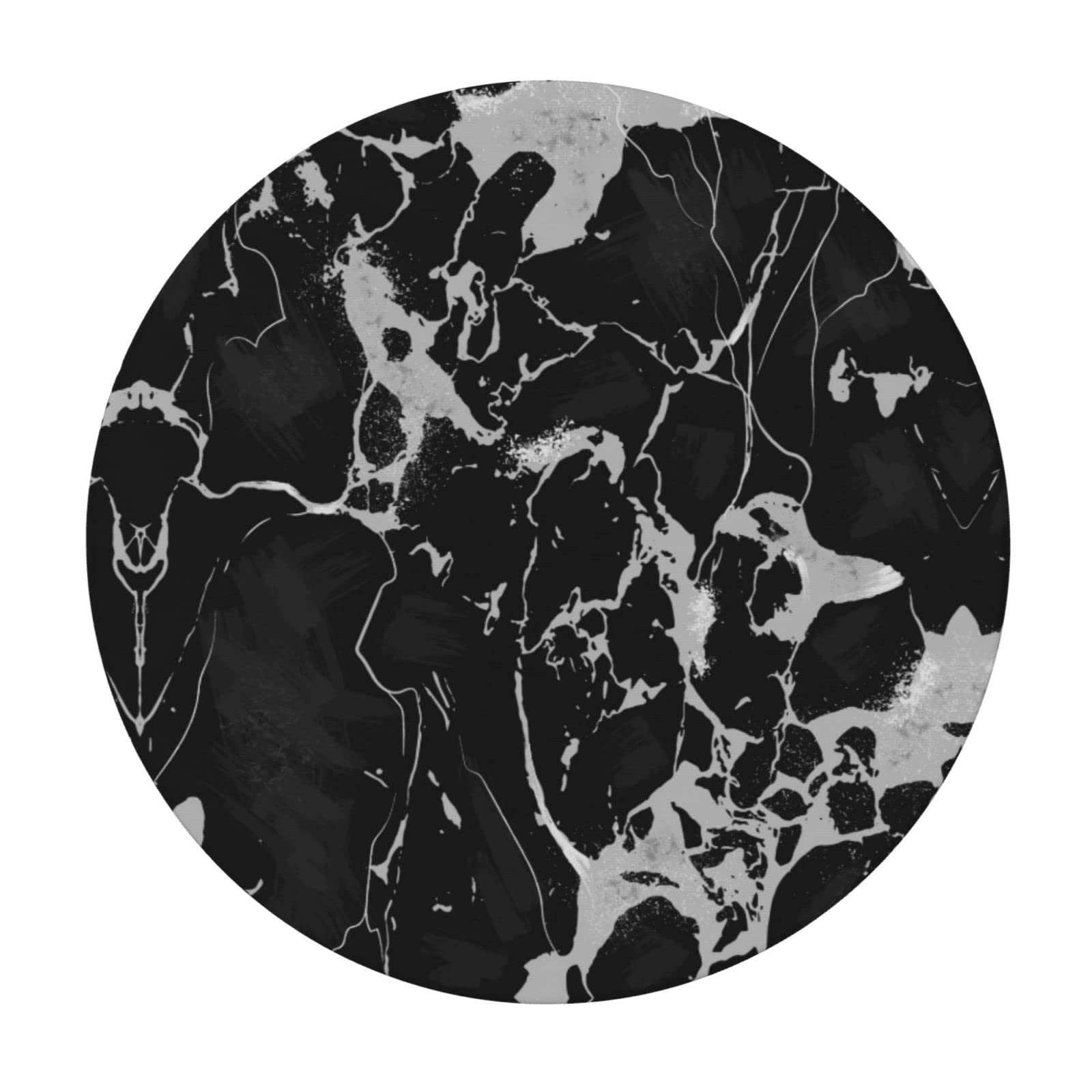 Fiokroo Black Marble Texture Elastic Edge Round Tablecloth - Washable & Reusable Table Cover for Kitchen, Dining, Party, Picnic (Small) - Perfect for Indoor and Outdoor Gatherings