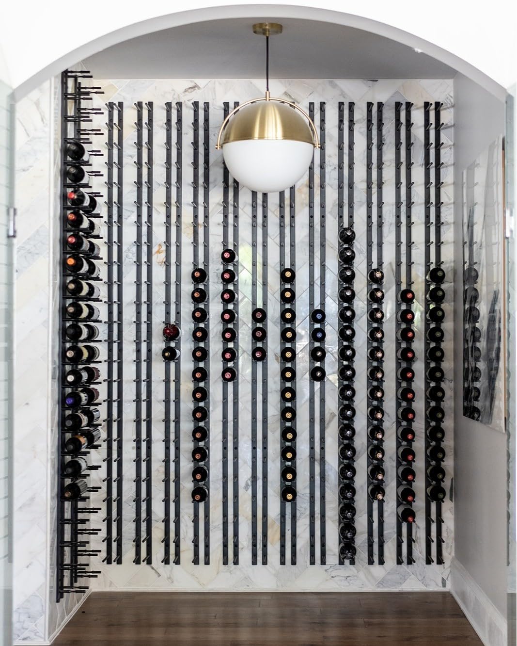 Modern Matte Black Wall Mounted Wine Rack - Holds 9 Bottles (3 Foot) | Space-Saving Metal Wine Storage for Home Bar, Kitchen, Dining Room & Wine Cellar | Perfect for Small Spaces & Wine Enthusiasts